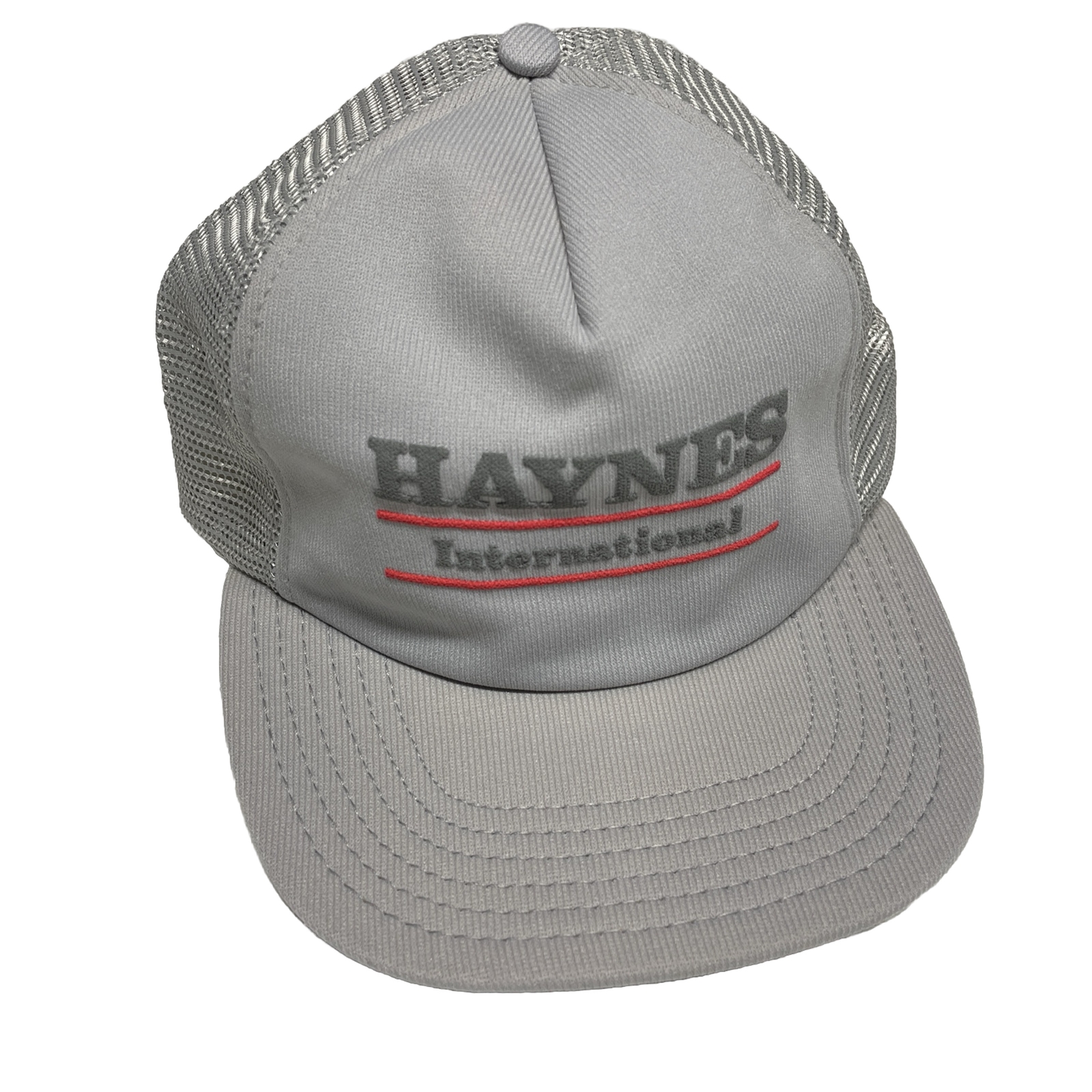 Vintage 90s Trucker Hat SnapBack Gray Haynes International Indiana USA Made 80s