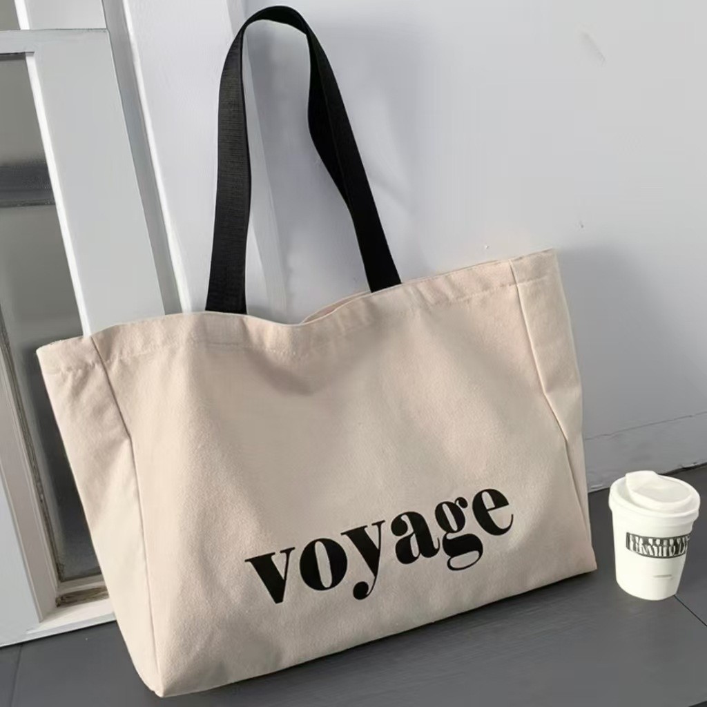 Cross-border Large-capacity Canvas Bag Womens Minimalist Single-shoulder Bag