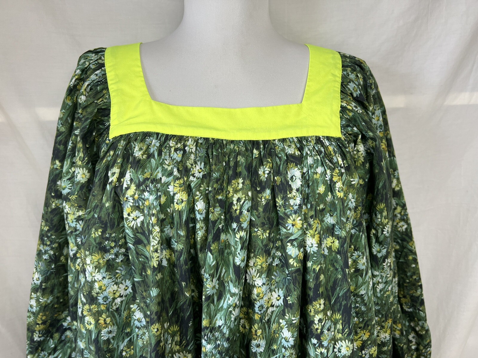 Batsheva x Laura Ashley Beaumaris Shift Dress Sz 0 Sherwood Forest Floral Green