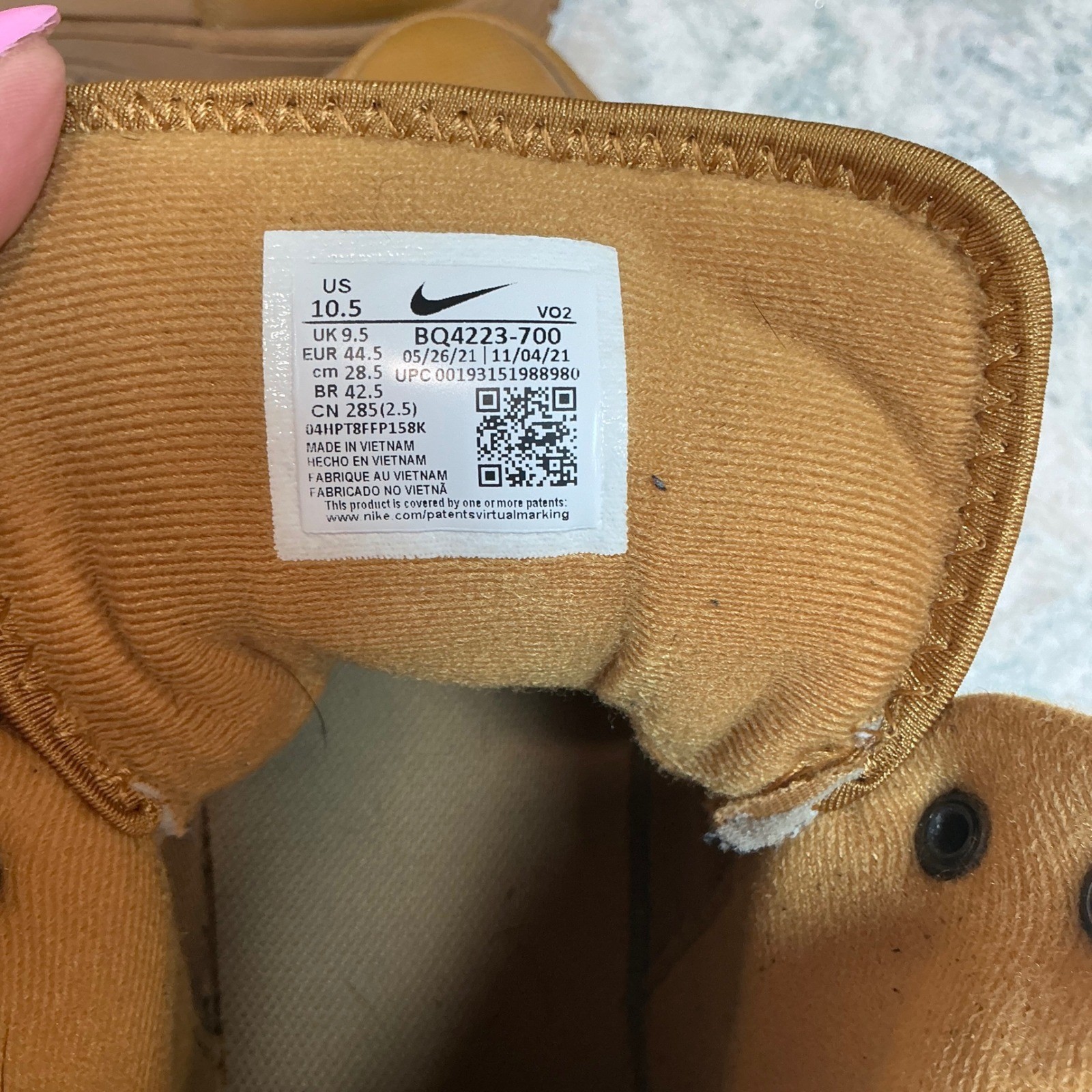Nike Path Winter Wheat BQ4223-700 Men’s Size 10.5 Boots Sneakers Tan Brown