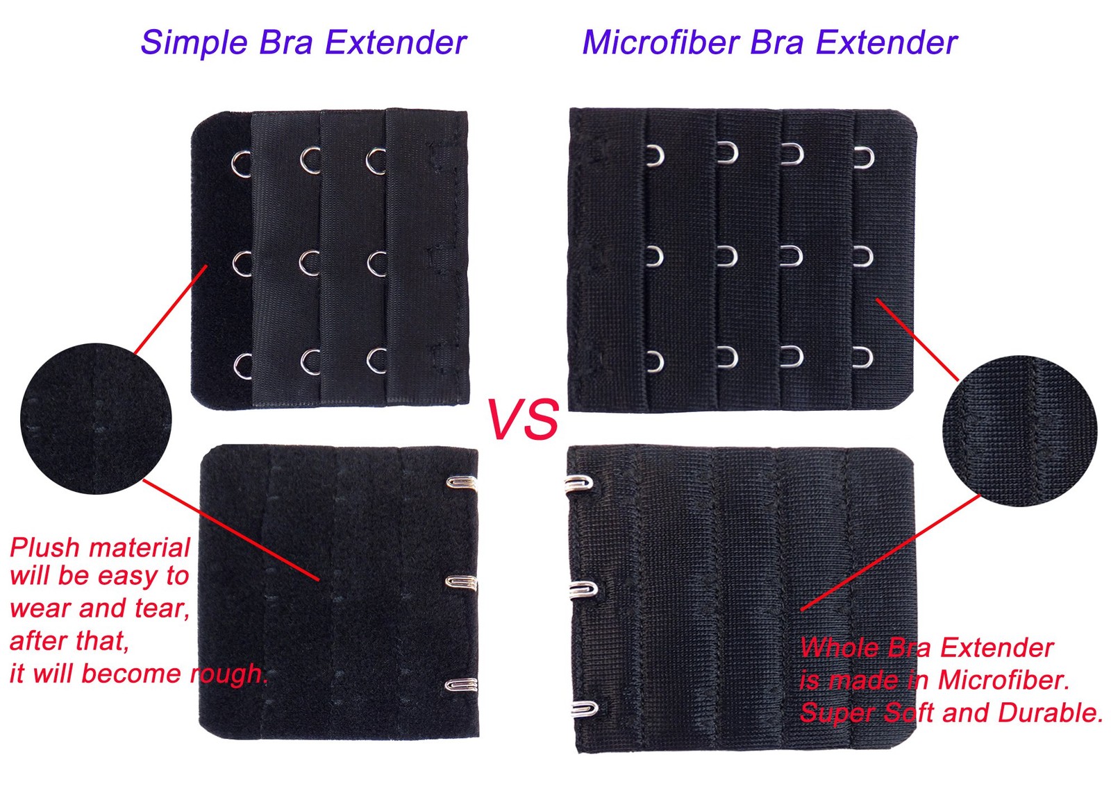 Ladies Bra Extender 1 Hook Single Sexy 1 Hook, Black White Beige