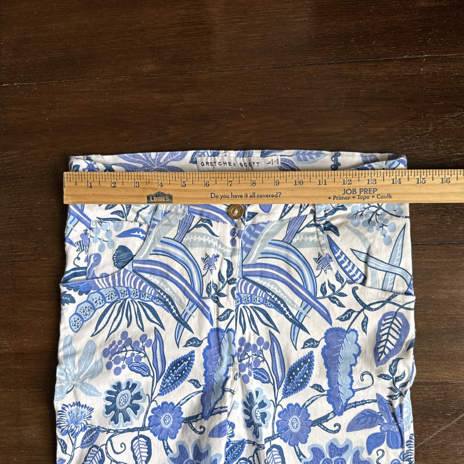 Gretchen Scott Blue Floral Straight Leg Pants Sz L