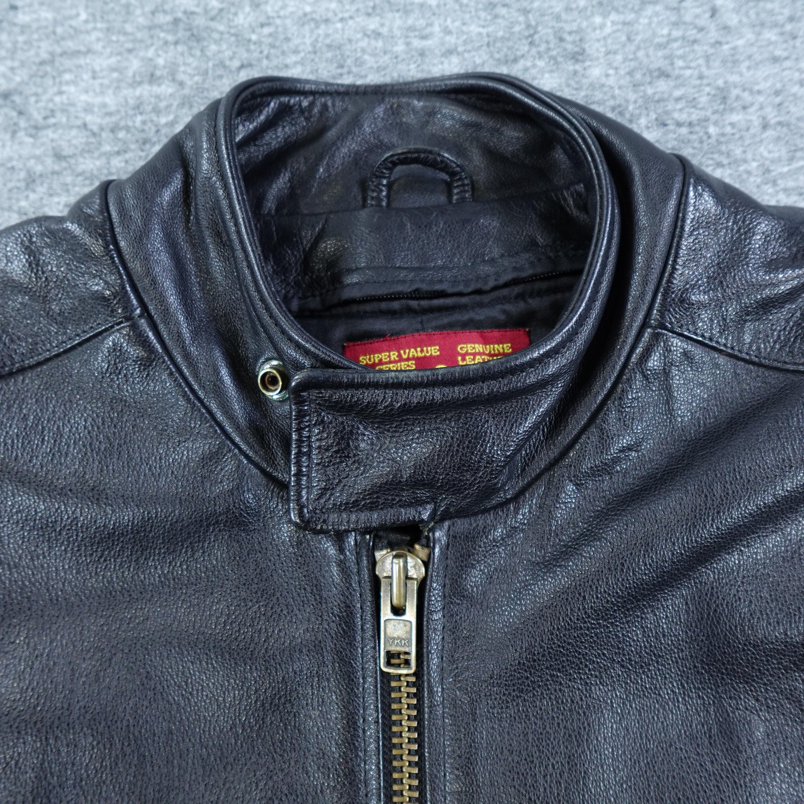MOB Leather Motorcycle Jacket Men 42 Black Biker Moto Riding Heavy Lined Genuine