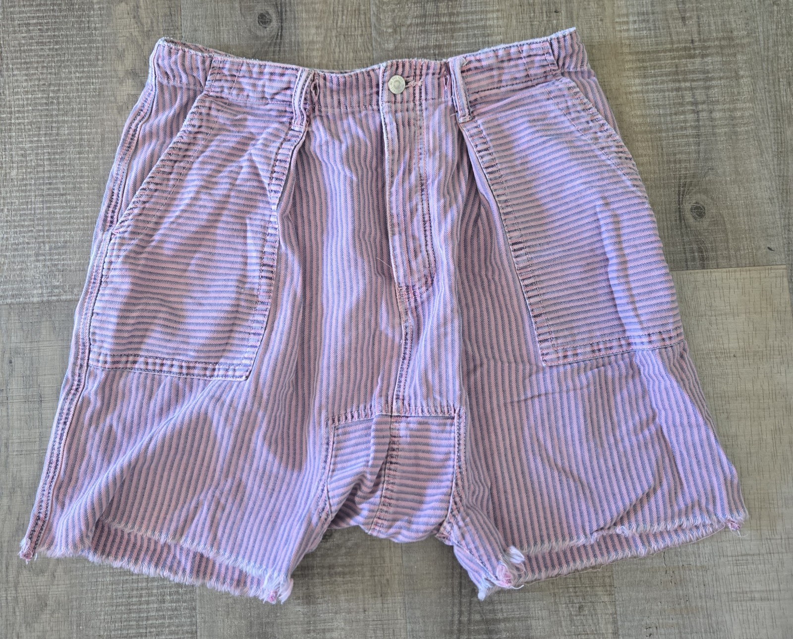 Free People Easy Rider Harem Striped Shorts Size M Pink Purple NO DRAWSTRING