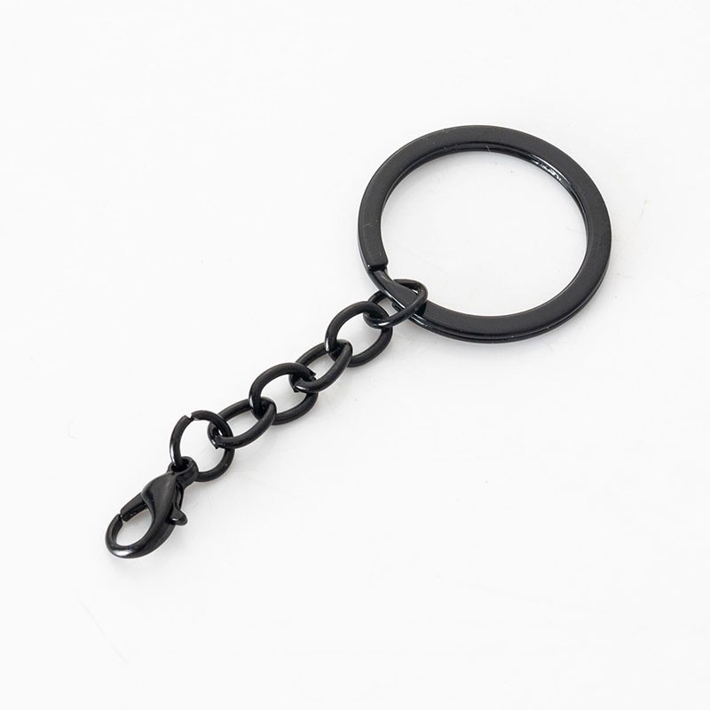 9PCS Alloy Metal Black Tone Key Chain with Lobster Clasp, 30mm Finding SSF54