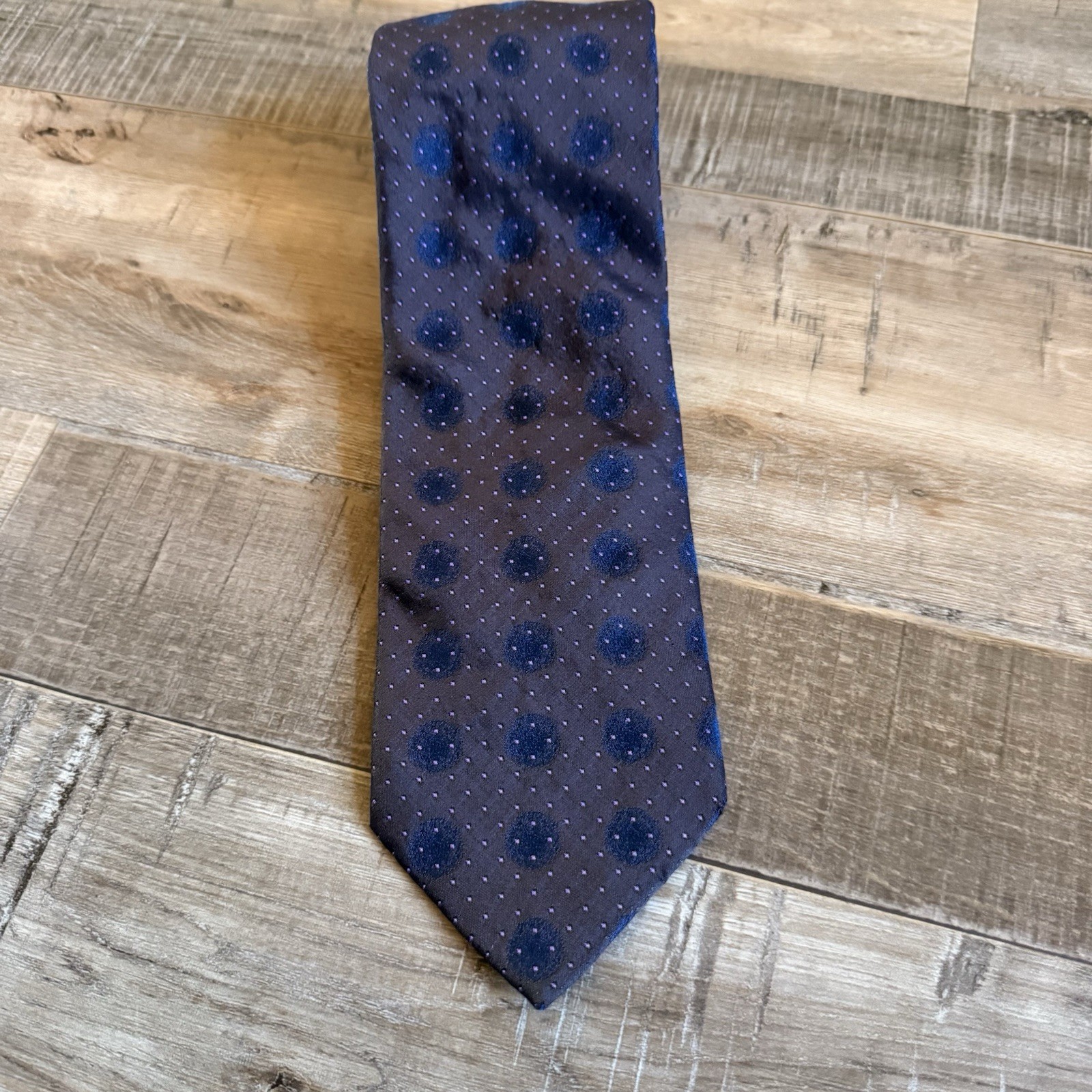 Thomas Pink Polka Dot Navy Pink 100% Silk Woven Men’s Tie Classic 57-60″ Style