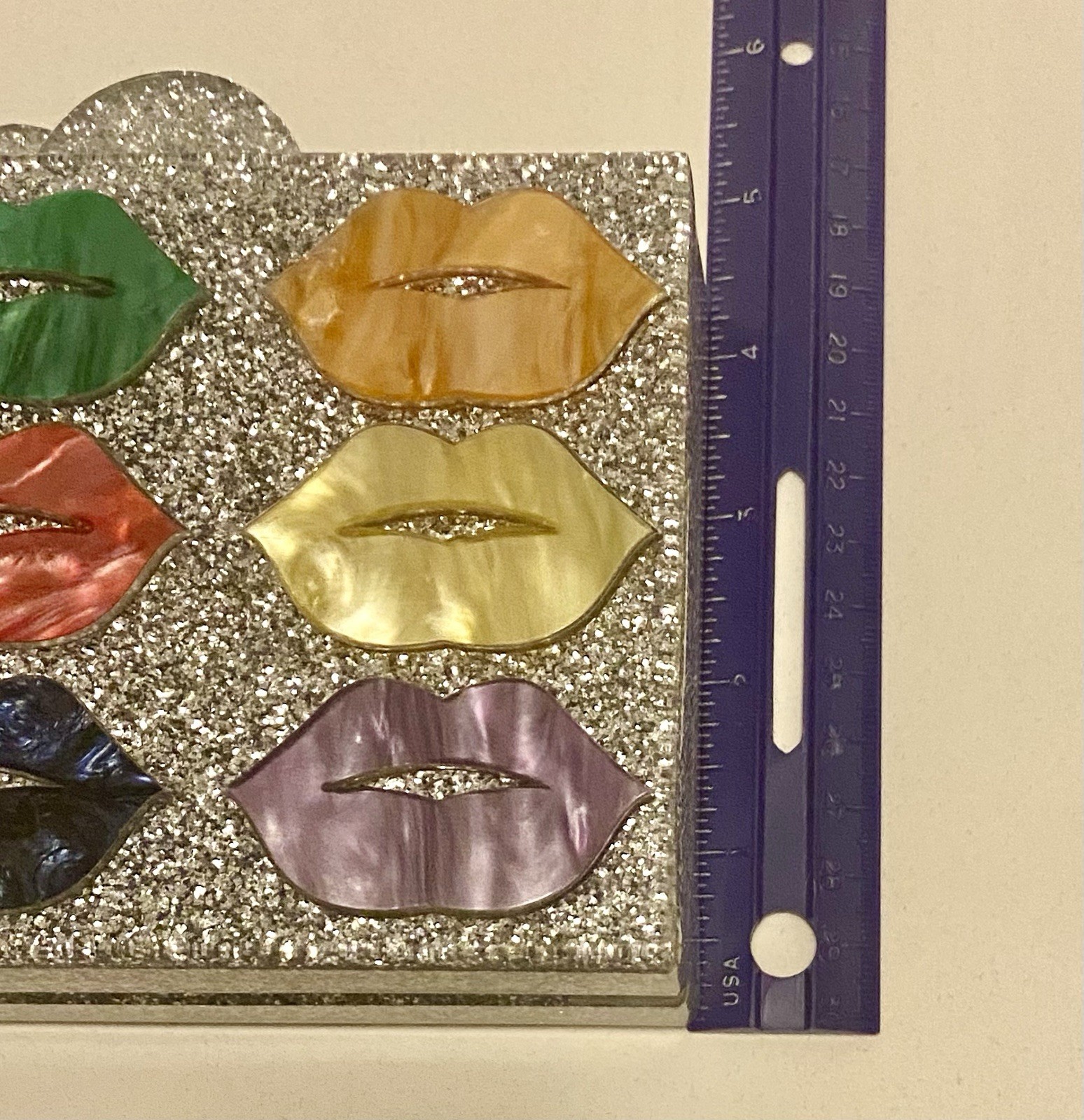 Elizabeth Sutton Collection Glitter Acrylic Lips Clutch