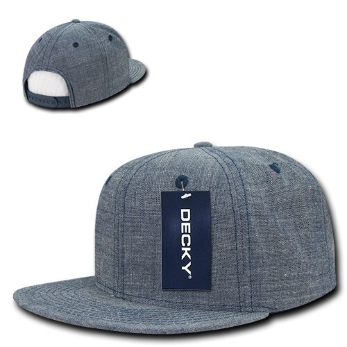 Washed Denim Snapback Hat – Blue, Cotton (Decky 1094-BLU, New with Tags)