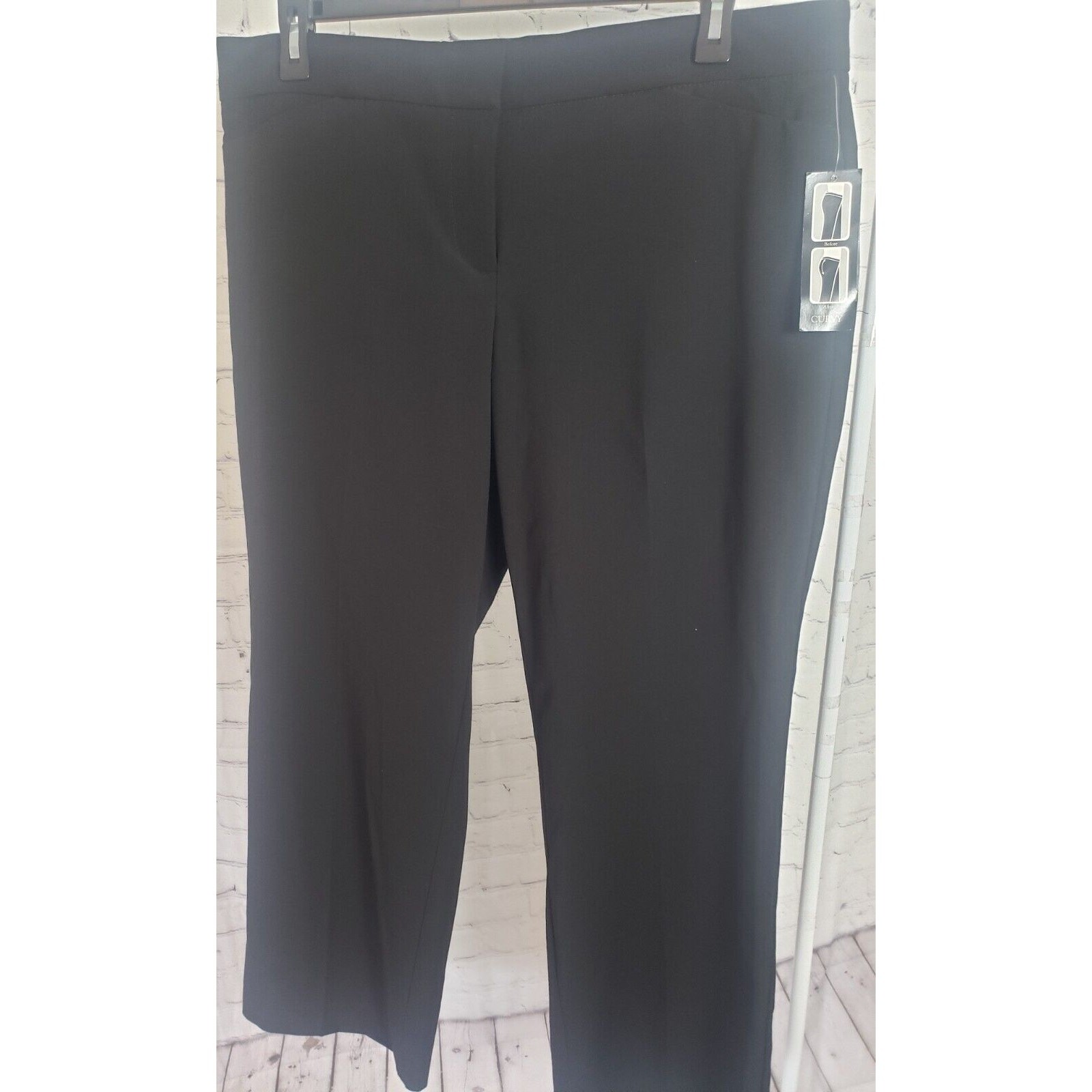 Kim Rogers Women’s Straight Leg Pants Tummy Panel Curvy Black Size 18S NWT