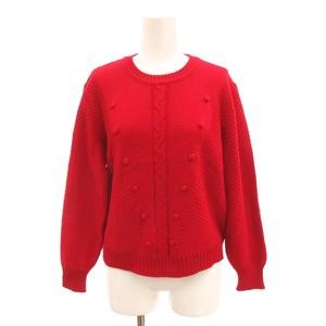 Leilian Wool Red Cable Knit Sweater Women Size 13 US M 22in (56cm)