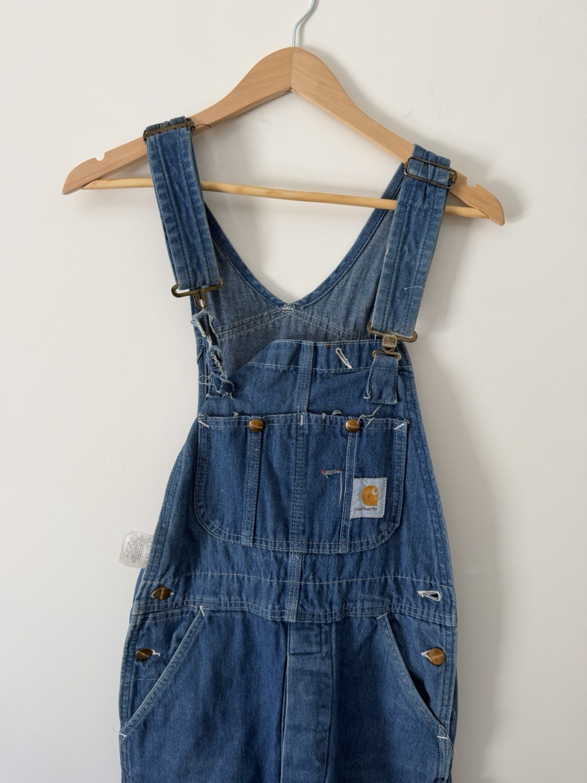 Carhartt Blue Denim Carpenter Bib Overall Men’s Sz 30″ X 30″ Barnpants Workpants