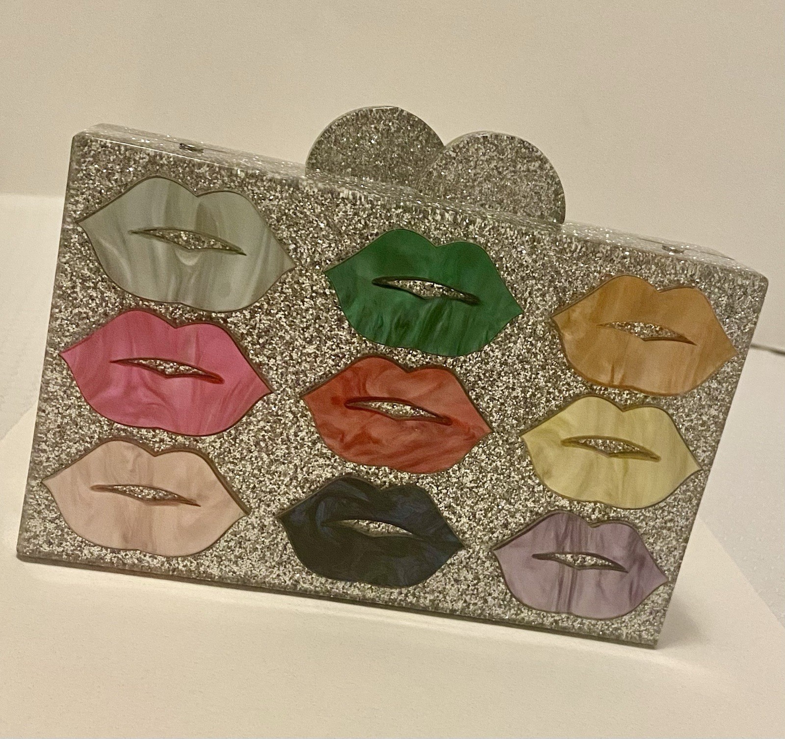 Elizabeth Sutton Collection Glitter Acrylic Lips Clutch