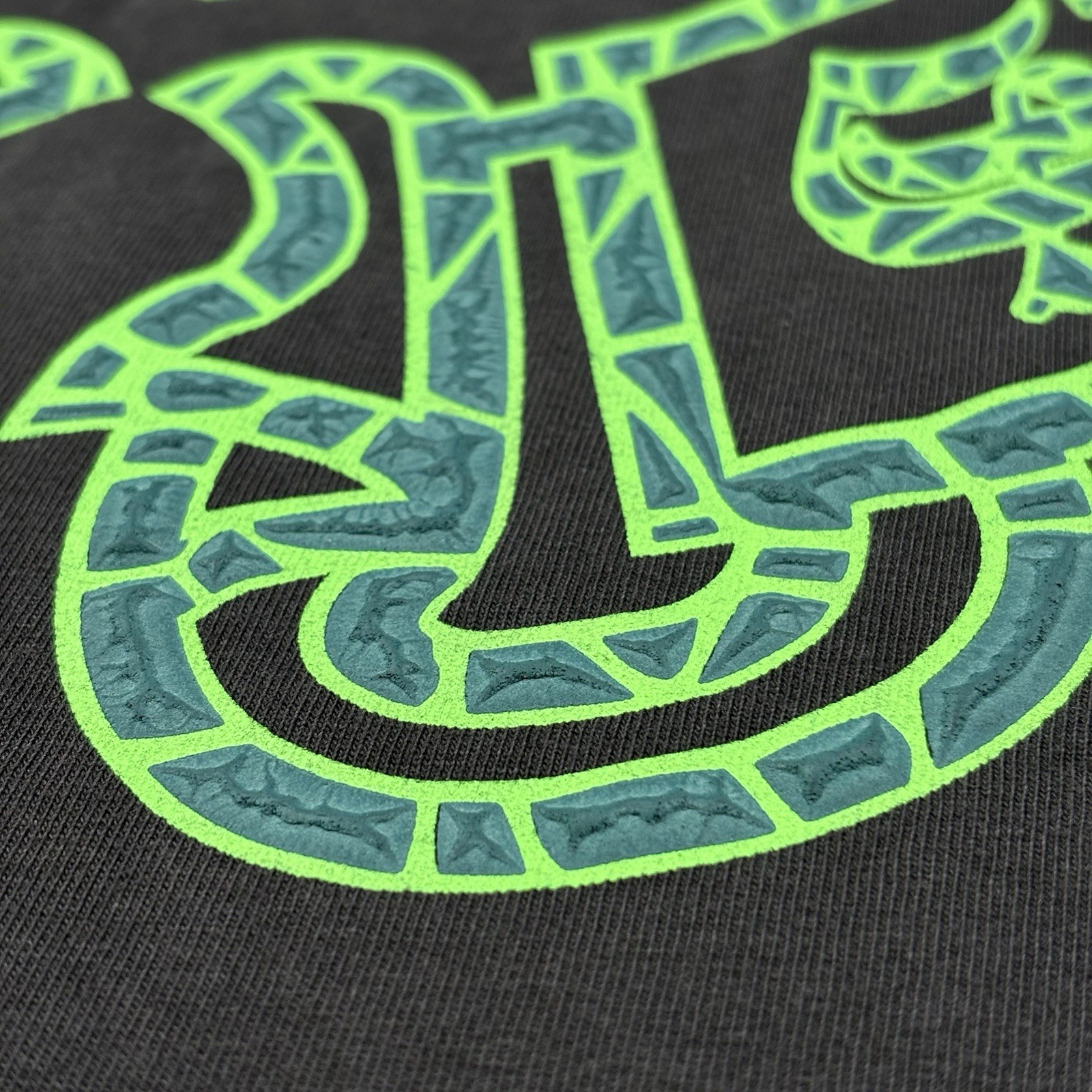 Chrome Hearts Inspired Black Tee Green Neon Circle Design Sz Medium Heavyweight