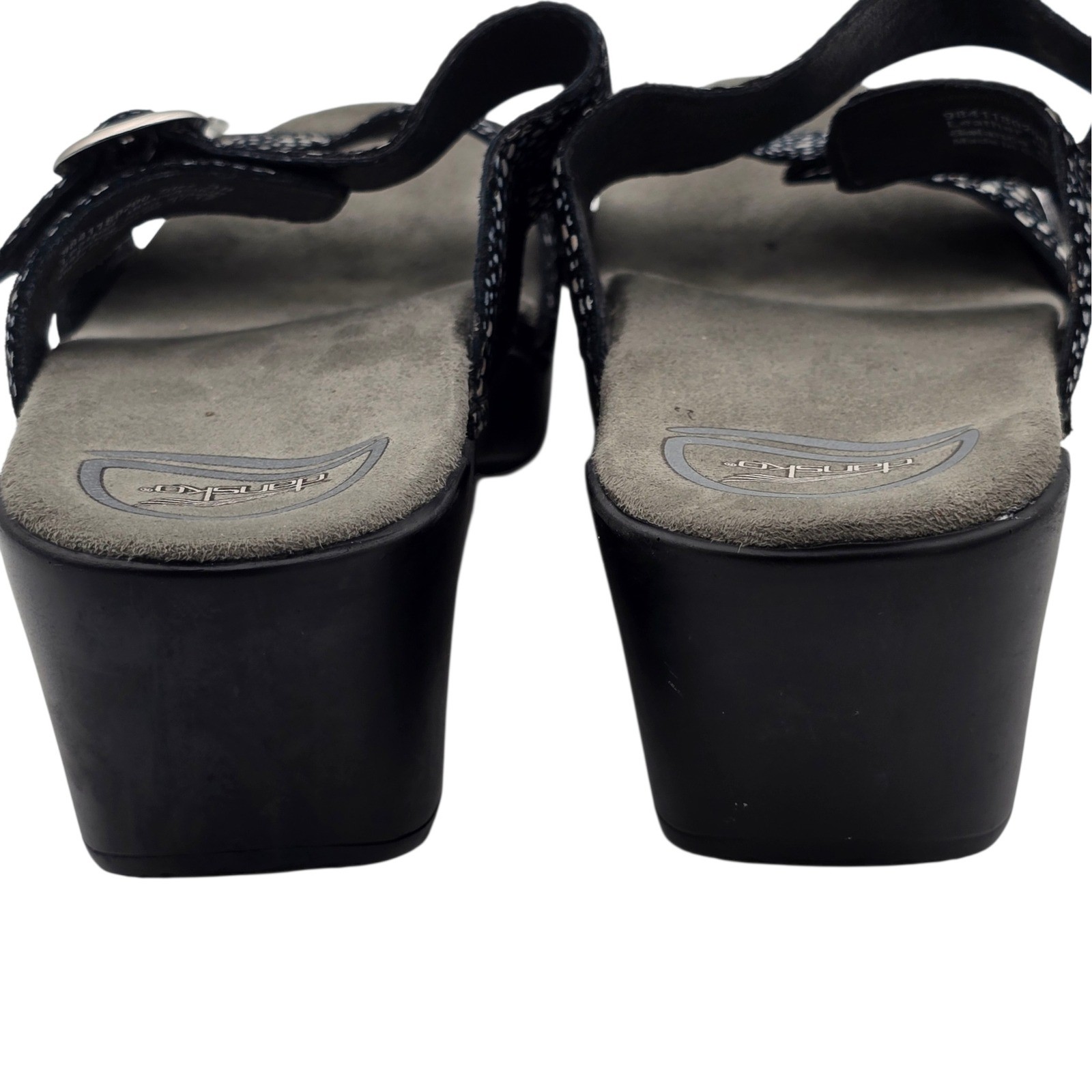 Dansko Reece Buckle Sandals Black Pebble Print Leather Comfort Size 38/7.5 Women
