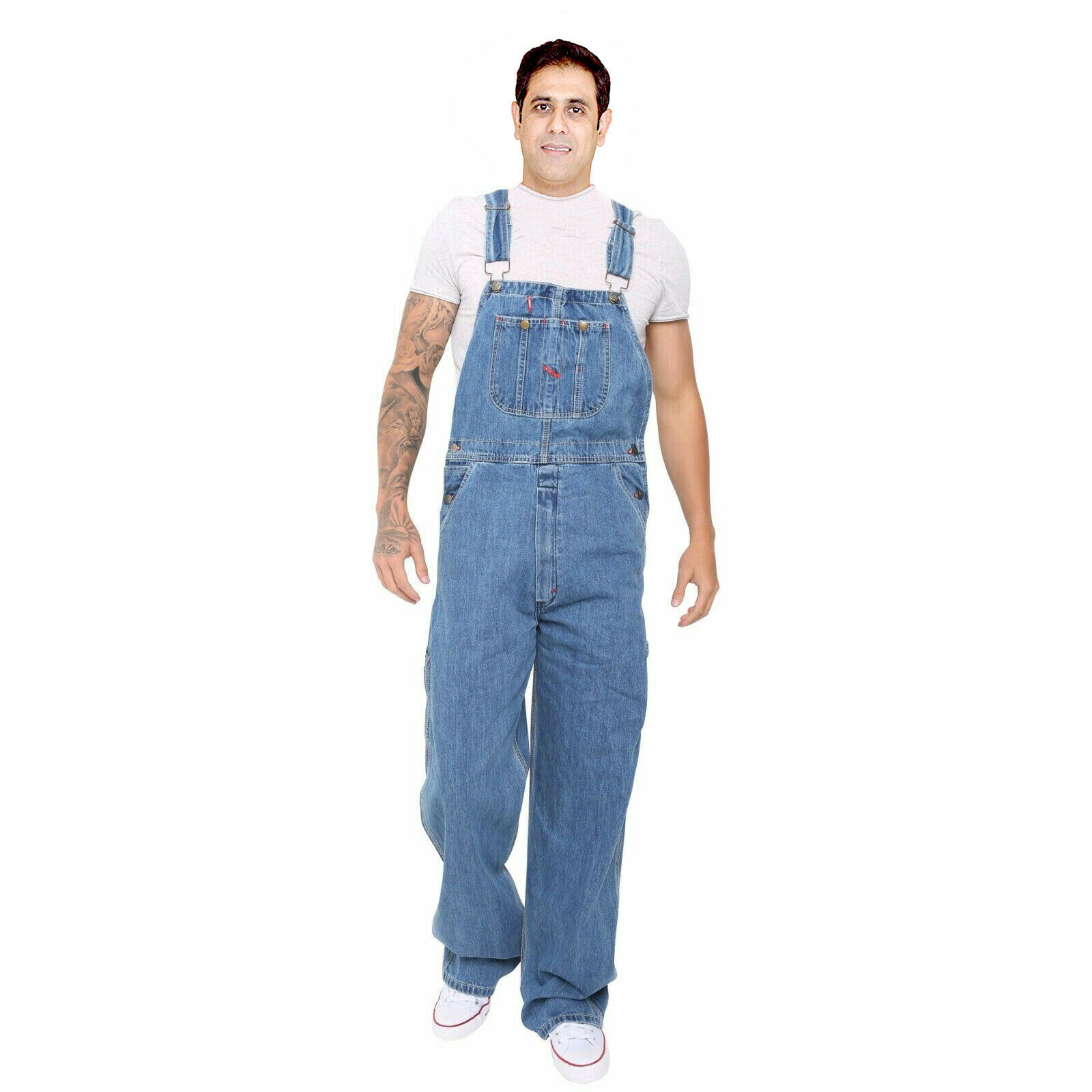 Men’s Denim Dungarees Jeans Bib and Brace Overall Pro Heavy Duty Workwear Pants