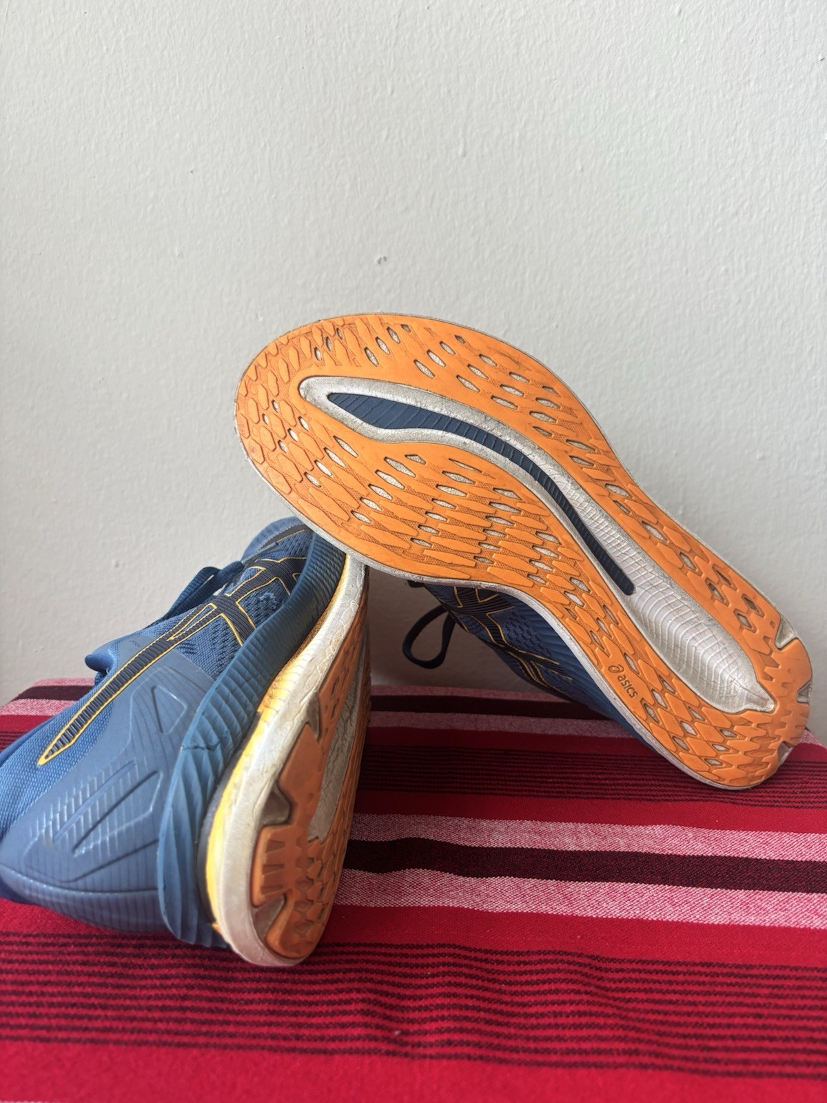 Size 13 – Asics GlideRide Mako Blue Men Pre-Owned 1011A817 Synthetic Fiber Upper