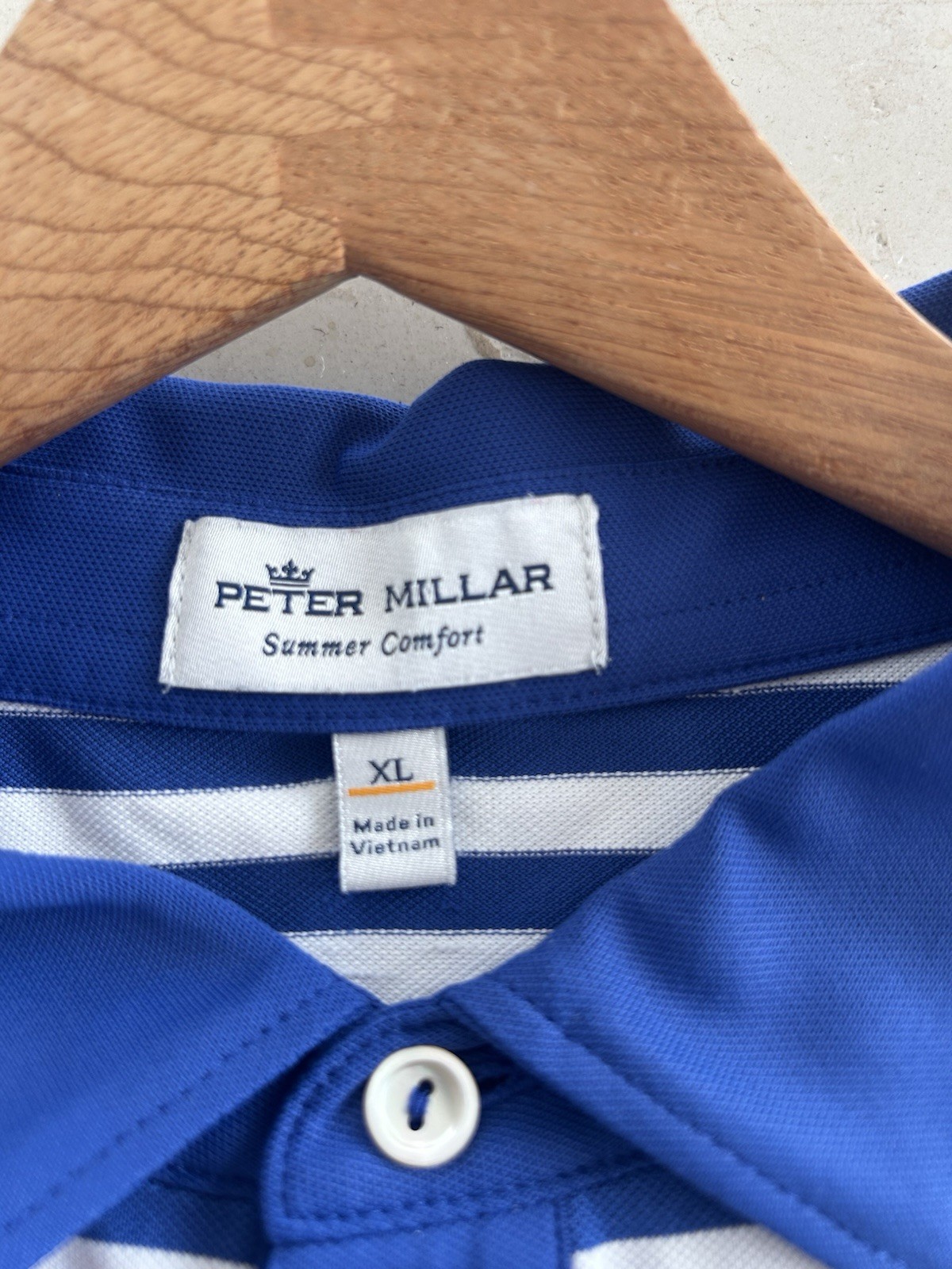 Peter Millar Summer Comfort Polo Blue Striped- XL- EXCELLENT CONDITION!!!