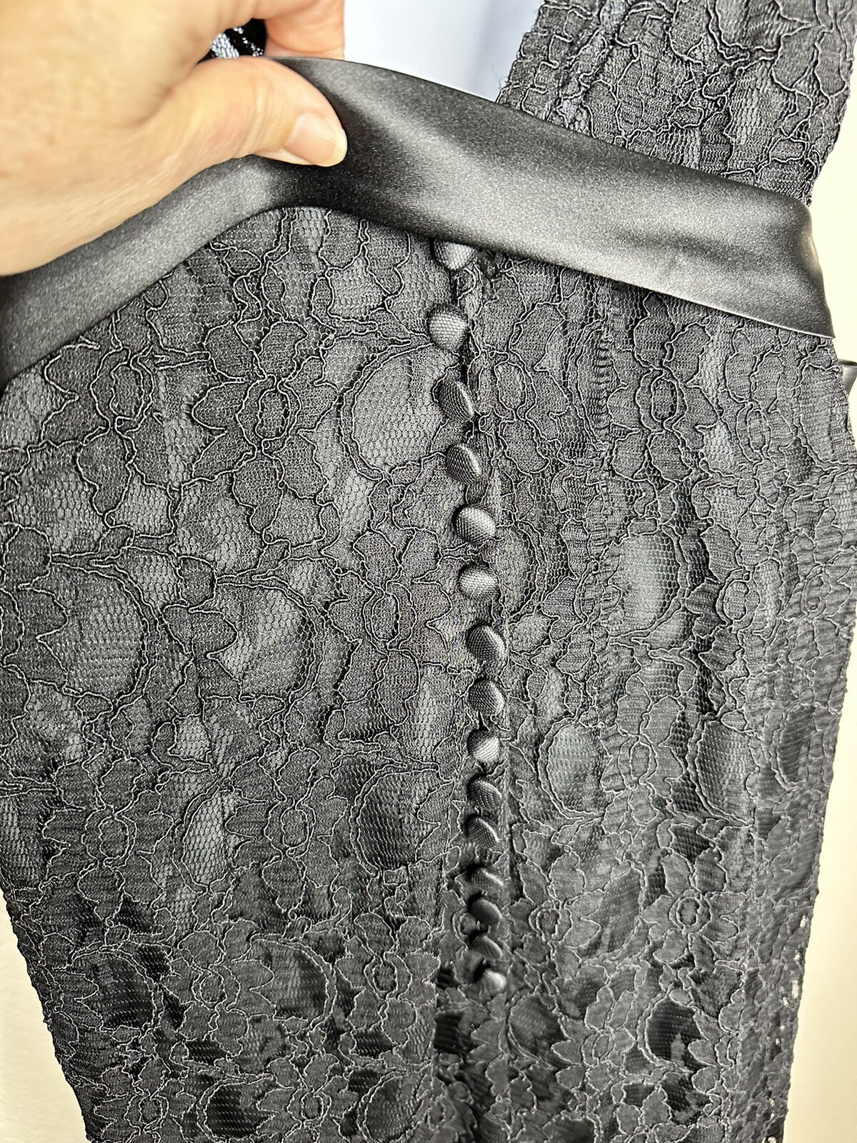 MORI LEE by MADELINE GARDNER black lace evening gown dress Bridesmaid 12 $225