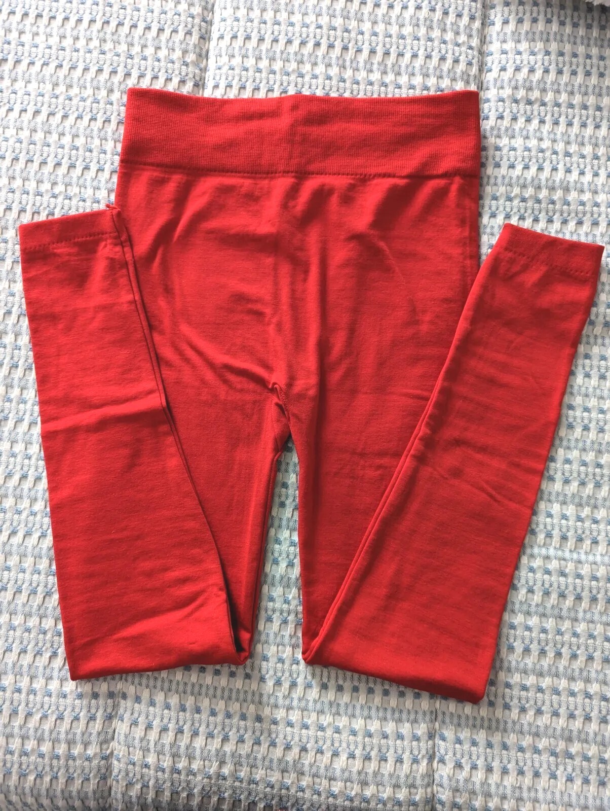 Red Solid Leggings High Waist Yoga Style Waistband By New Mix Euc