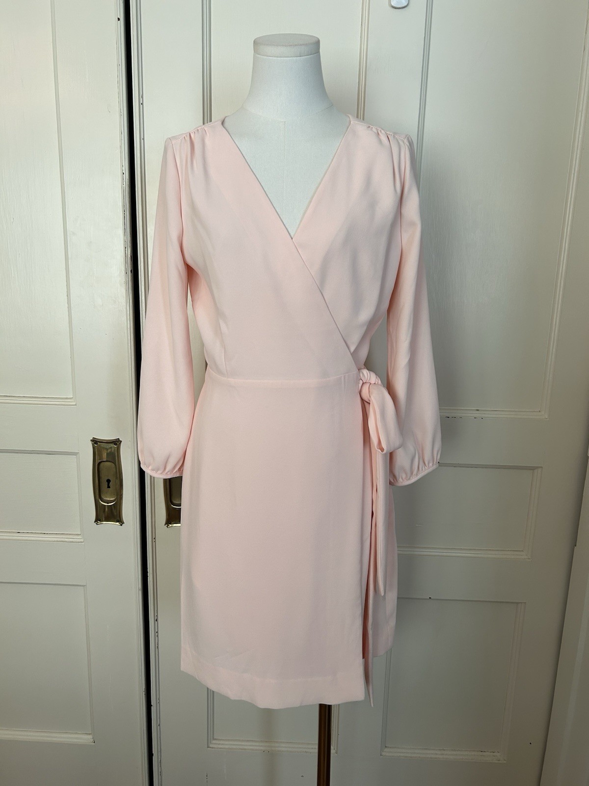 J. Crew Crepe Wrap 365 Midi Dress Womens Size 4 Peach Classic Wedding NWT