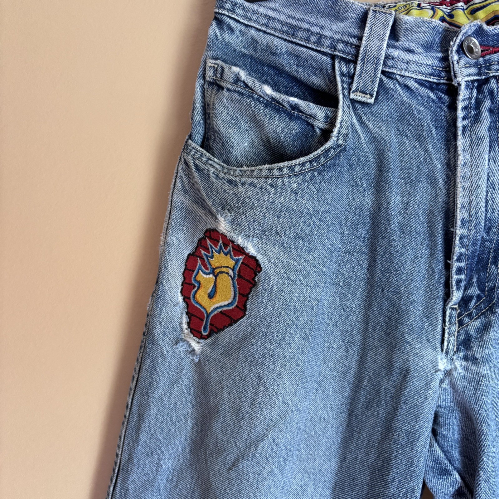 Vintage y2k JNCO Pipes Skater Jeans size 28 Wide Leg Distressed