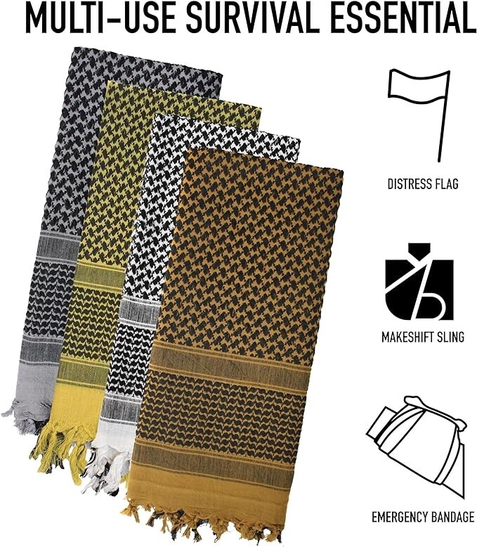 Shemagh Heavyweight Arab Tactical Desert Keffiyeh Scarf -Blue / White