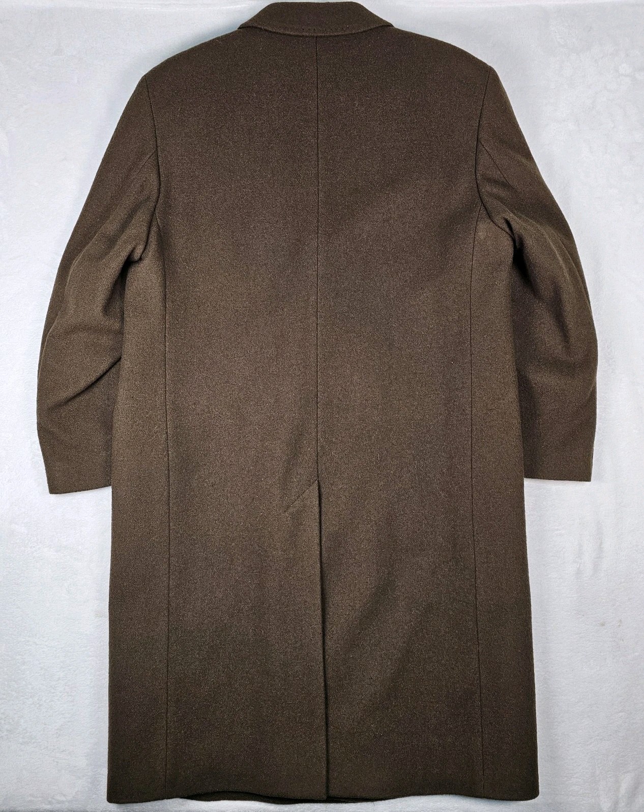 Vtg Double Breasted Wool Coat Men 40S Peak Lapel Flannel Olive Green Heavyweight