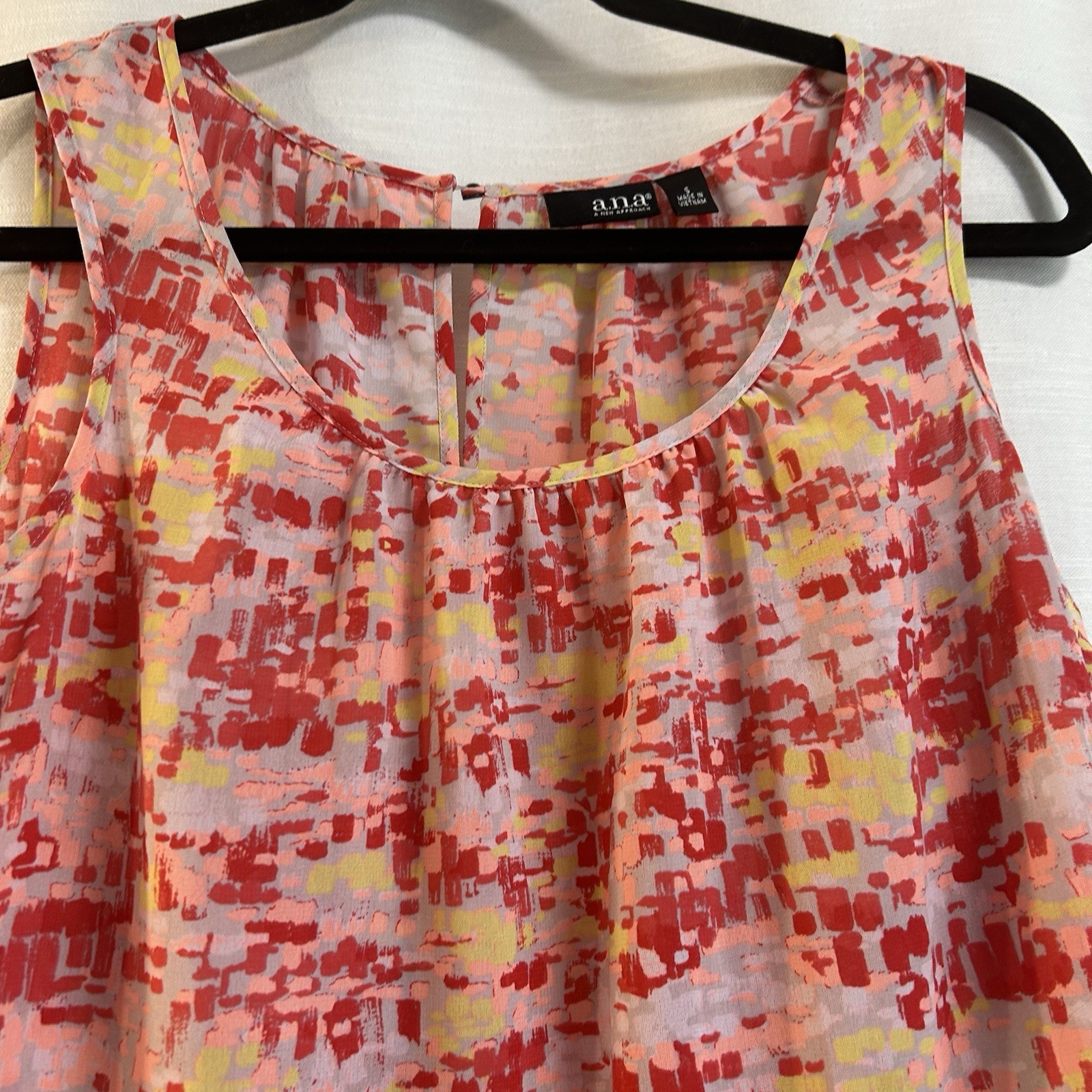 A.N.A Sleeveless Semi-Sheer Multi-Colored Blouse Sz S