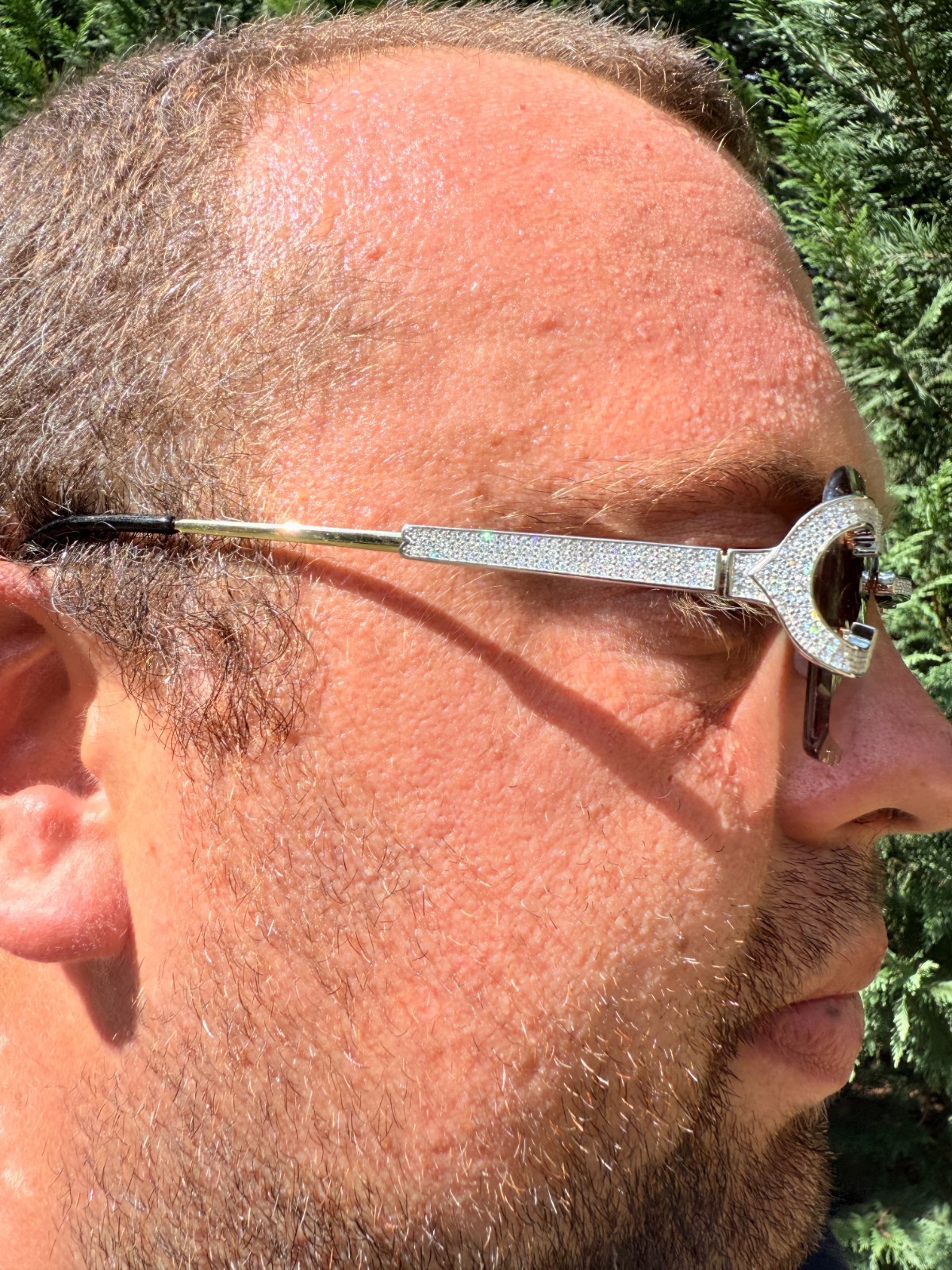 Real 925 Silver Big C VVS MOISSANITE Light Brown Sunglasses – Iced Buffs Glasses