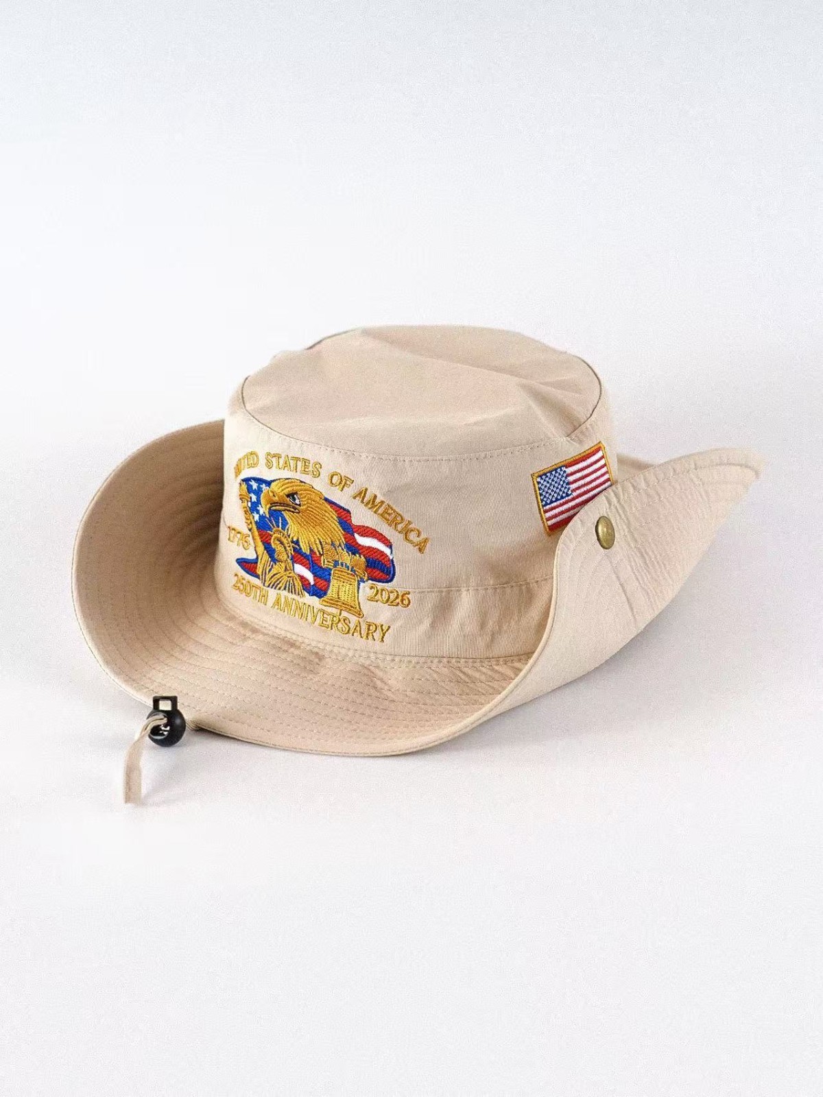 US 250th Anniversary Golf Bucket Hat Wide Brim Sun Hat 4 Colors Outdoor Fishing