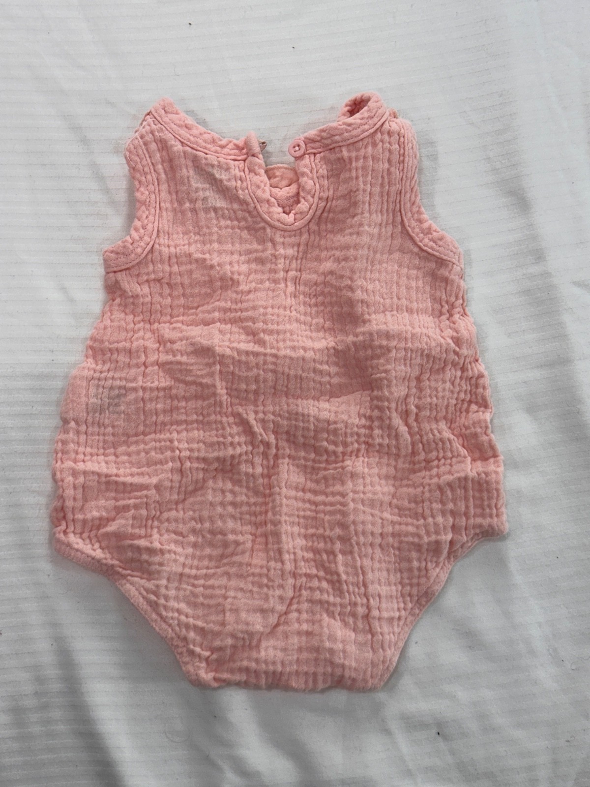Chick Pea Baby Girl Pink Muslin Romper Ruffle Sleeve 100% Cotton 3-6M Summer