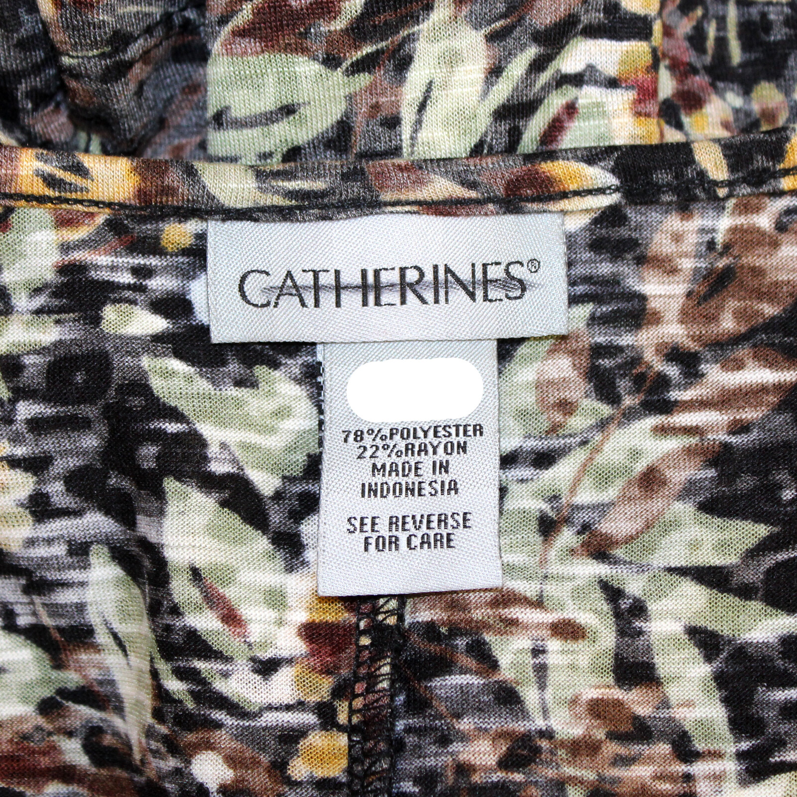 Catherines Plus Brown Leave Print Layers Soft Top Blouse 3X 26/28