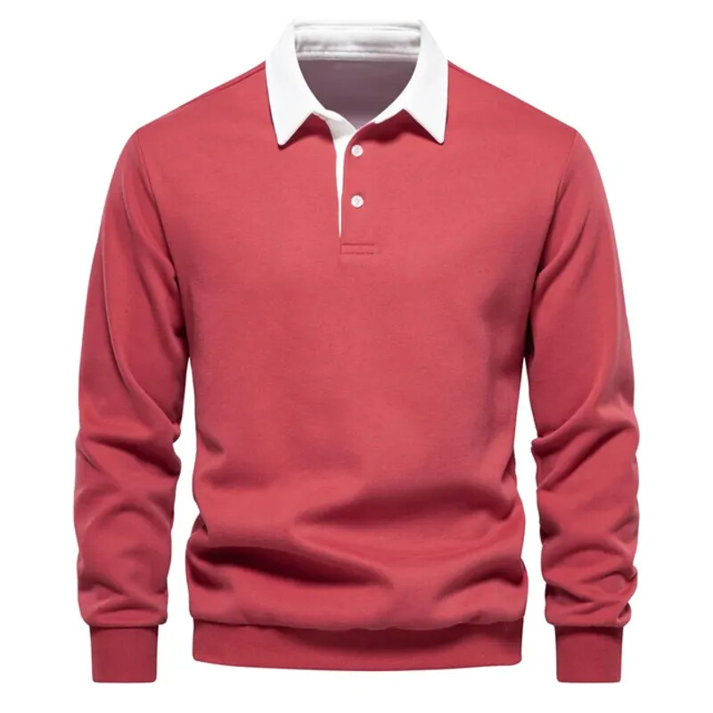 Men’s Polo Sweatshirt – Casual Knitwear with Turn-Down Collar for Autumn/Winter