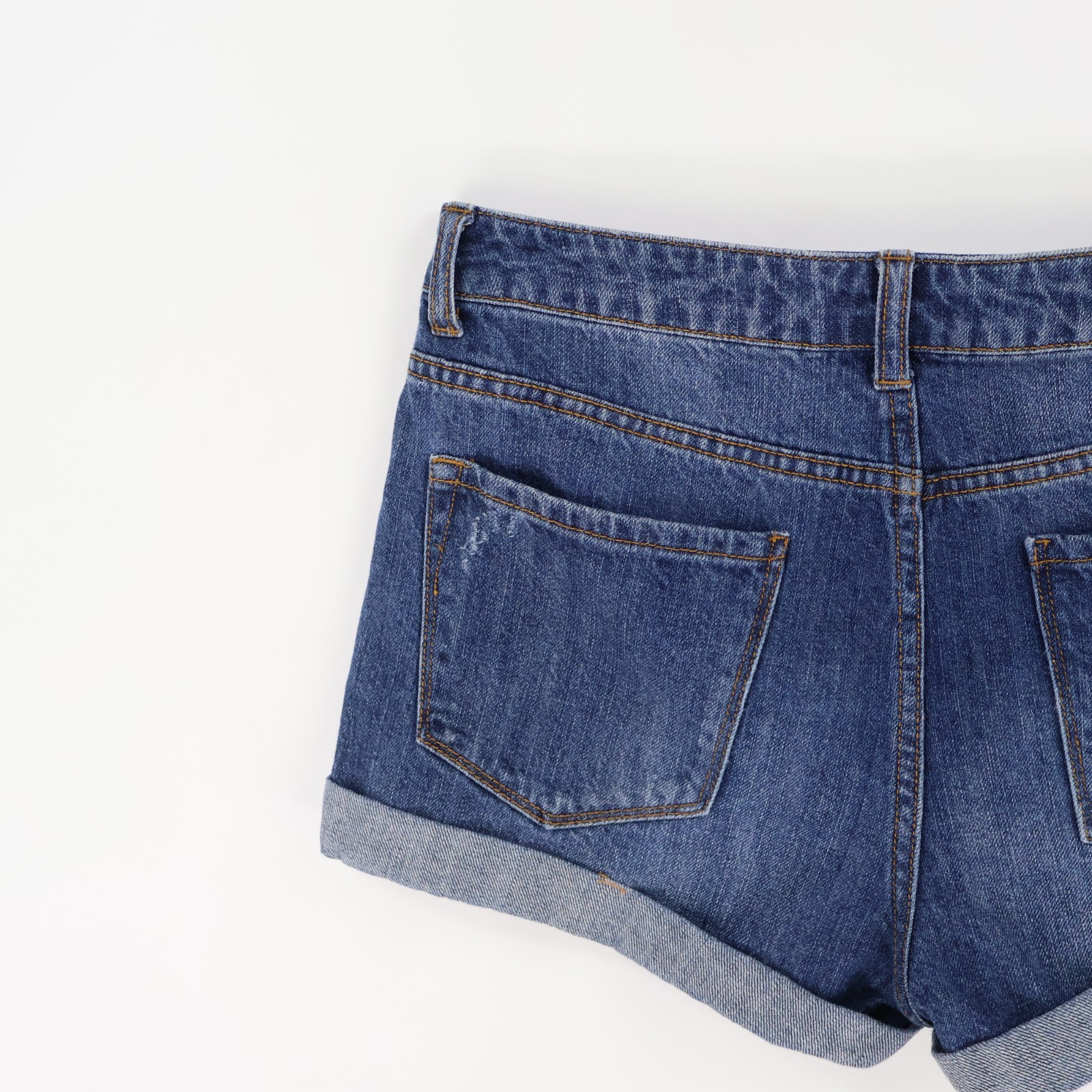 Forever 21 Jean Shorts Distressed Cuffed Button Fly Womens WAIST: 27 INCHES Blue