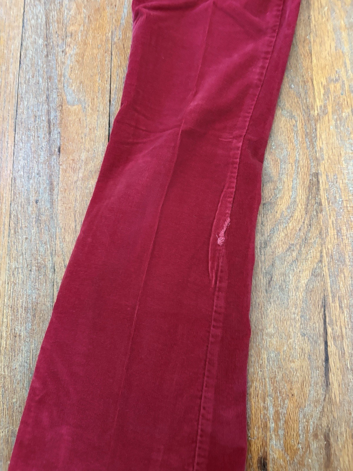 Jordache Red Corduroy Low Rise Stretch Flare Pants Pockets size 3/4
