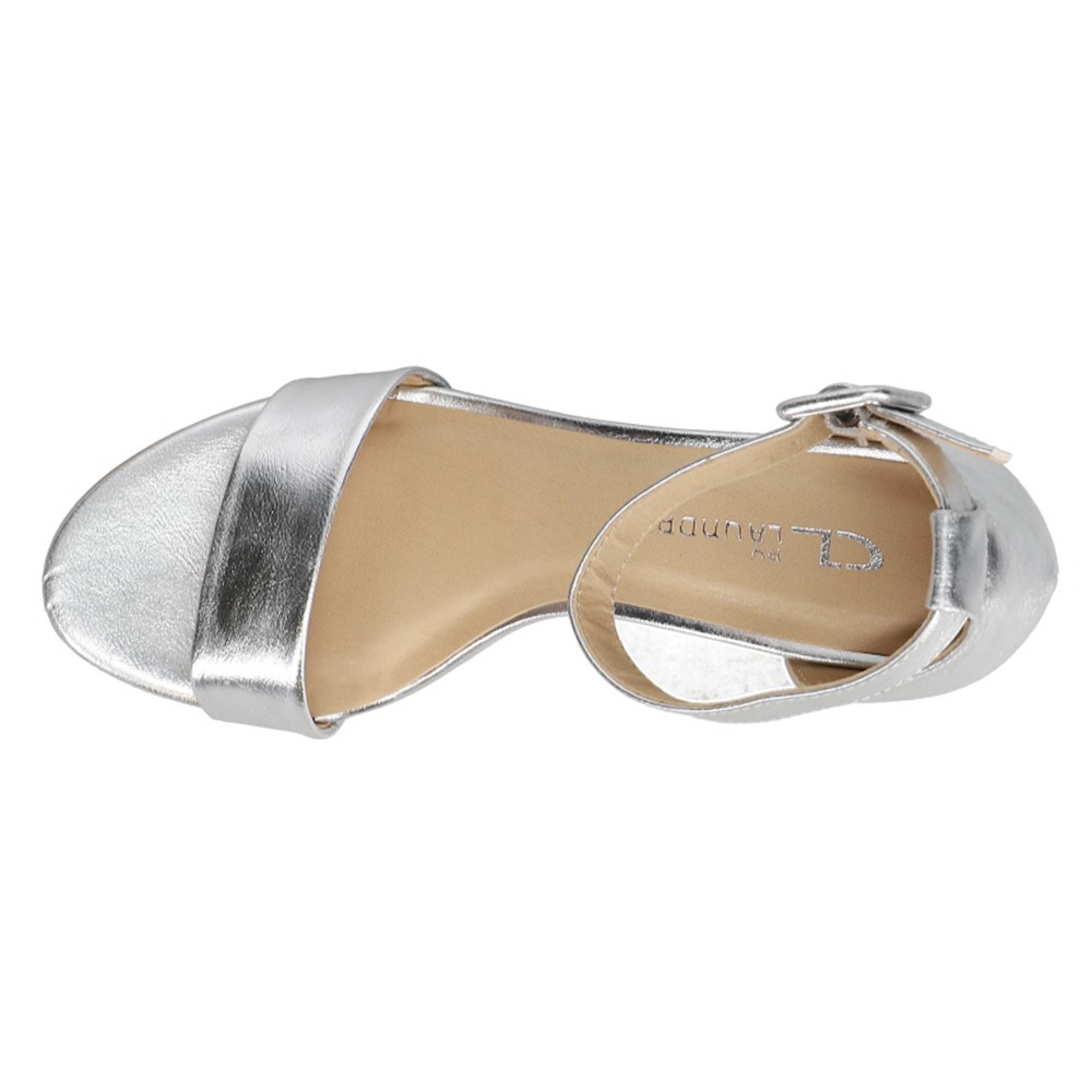 CL by Laundry Jody Metallic Block Heels Womens Silver Dress Sandals JODY-LTS