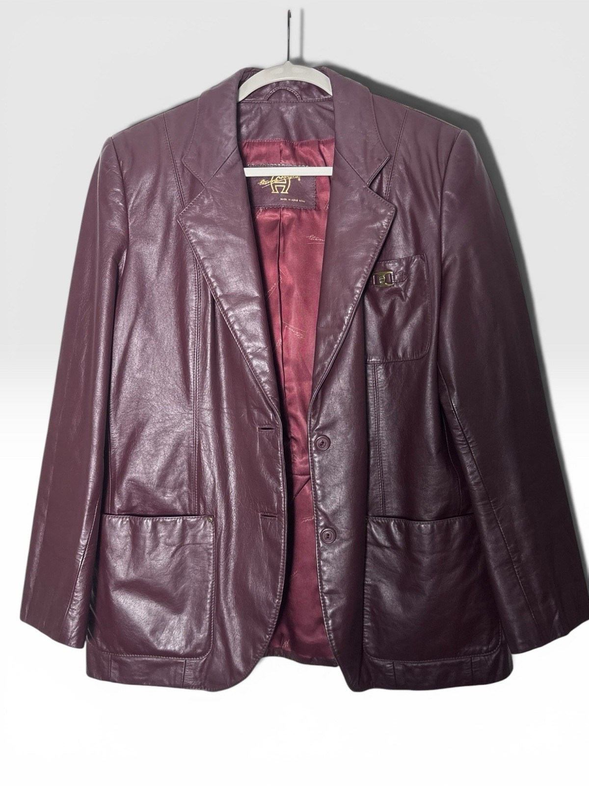 Vintage Étienne Aigner Burgundy Leather Jacket Women’s Size 14