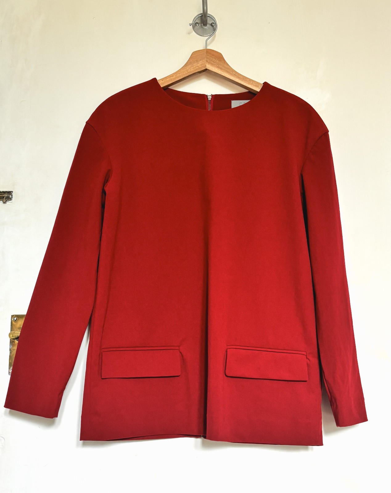 COS Red Blouse UK Size 8 – 3/4 Sleeve, Smart, Work, Pockets, Zip, VGC