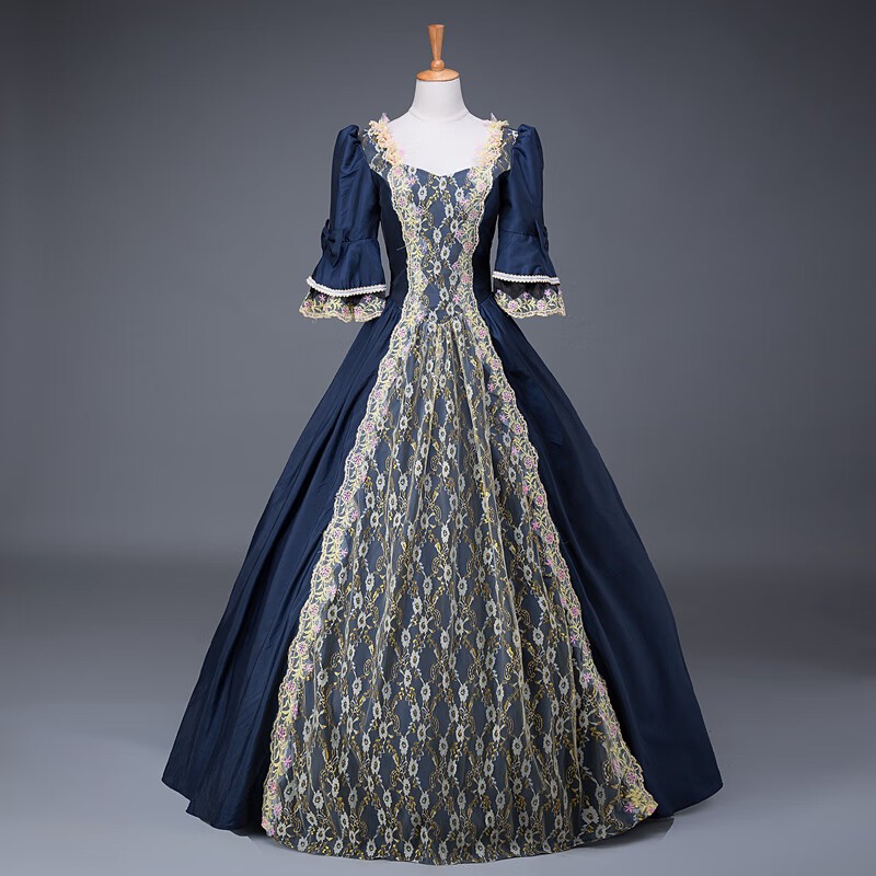 Europe Middle Age Palace Costume Evening Dress Vintage Gown Drama Outfit Cosplay