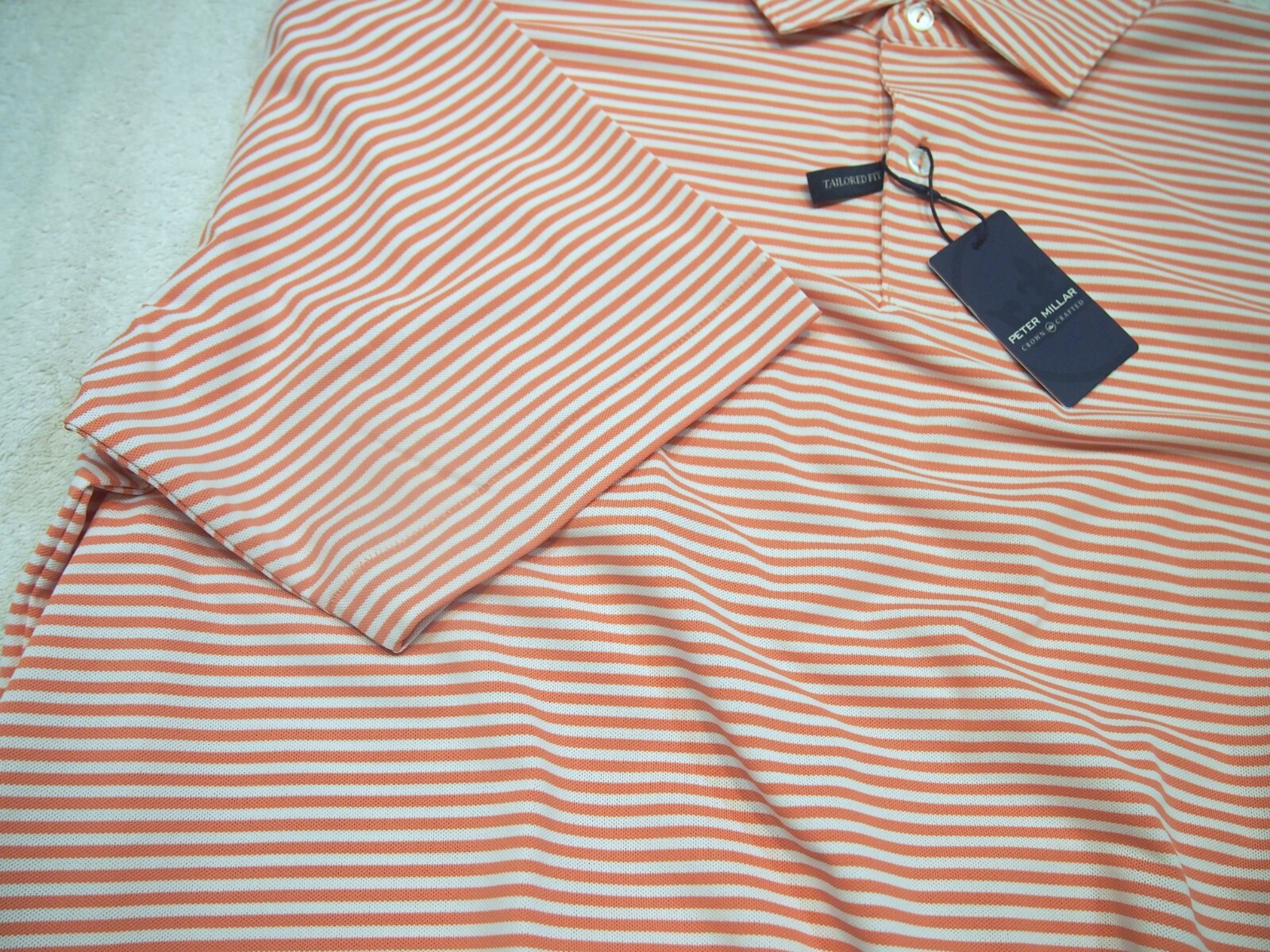 Peter Millar Crown Crafted Performance Fabric Striped Golf Shirt NWT XXL $98