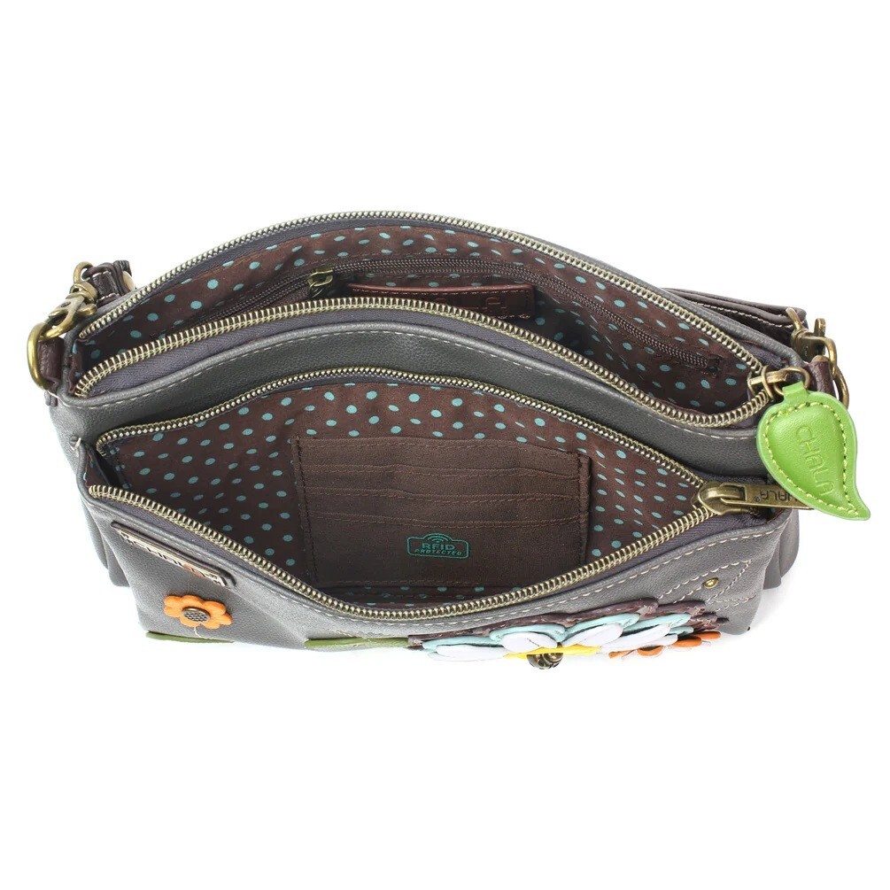 Chala DAISY Deluxe Crossbody RFID Protected Vegan Leather Bag (Gray) NWT