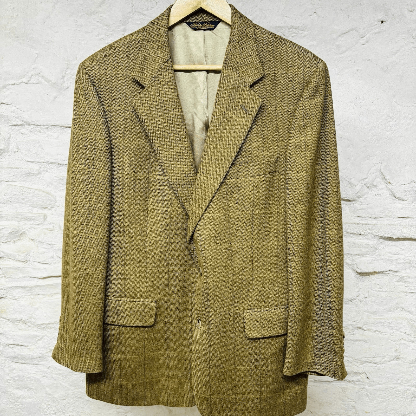 Brooks Brothers Jacket 41R Herringbone Windowpane Wool Blazer Sport Coat Vintage