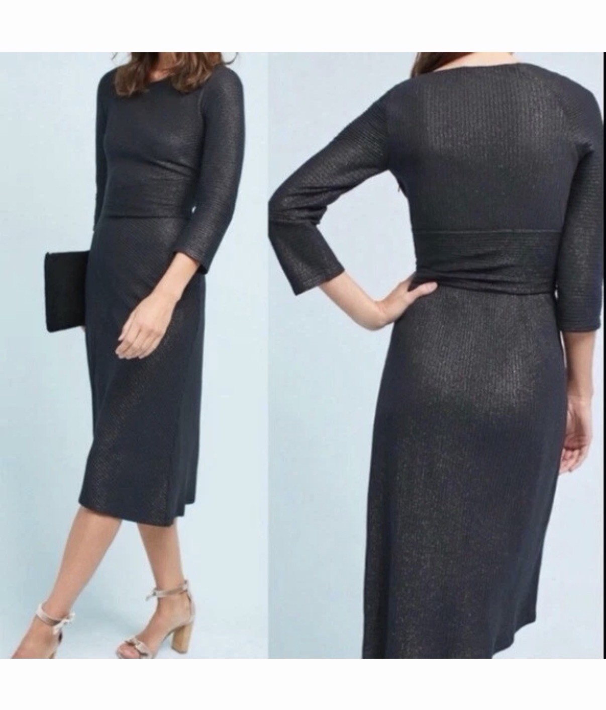Anthropologie Akemi + Kin Tegan Dress S Black Sheath Shimmery Cocktail Party