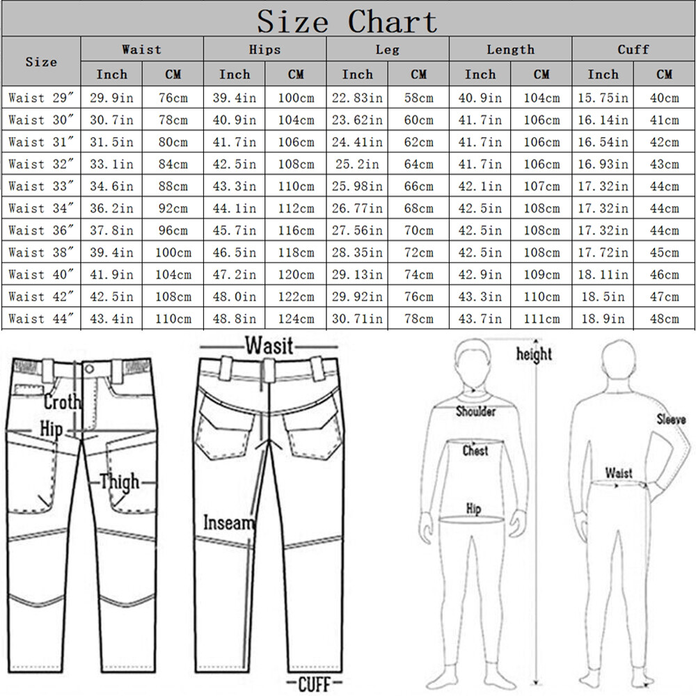 8 Pockets Men’s Cargo Pants Cotton Work Trousers Tactical Combat Outdoor Pants