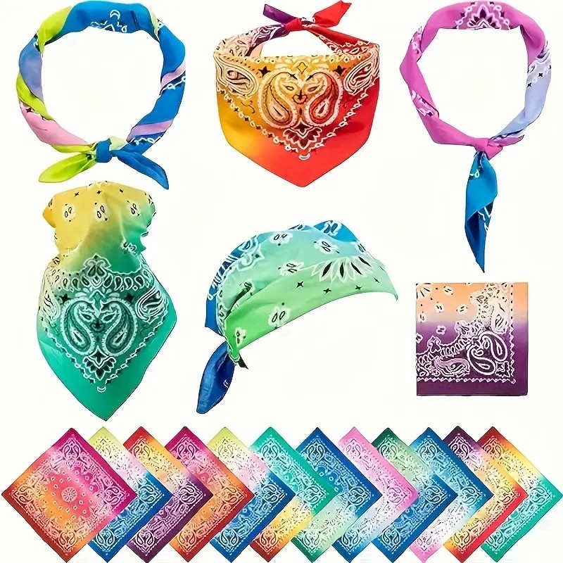 2/6/12 Pack Multi-Purpose Paisley Print Bandanas Head Wrap 100% Cotton 22×22