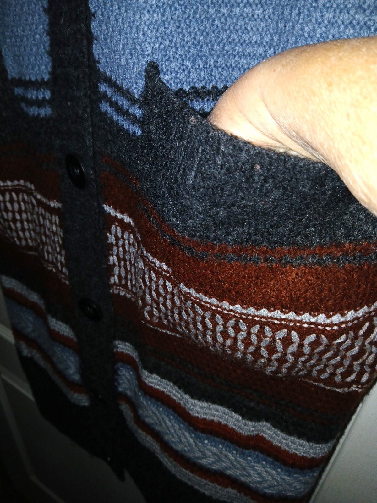 A.N.A. L Multicolor Striped Embroidered Long Cardigan Sweater Pockets Button Up