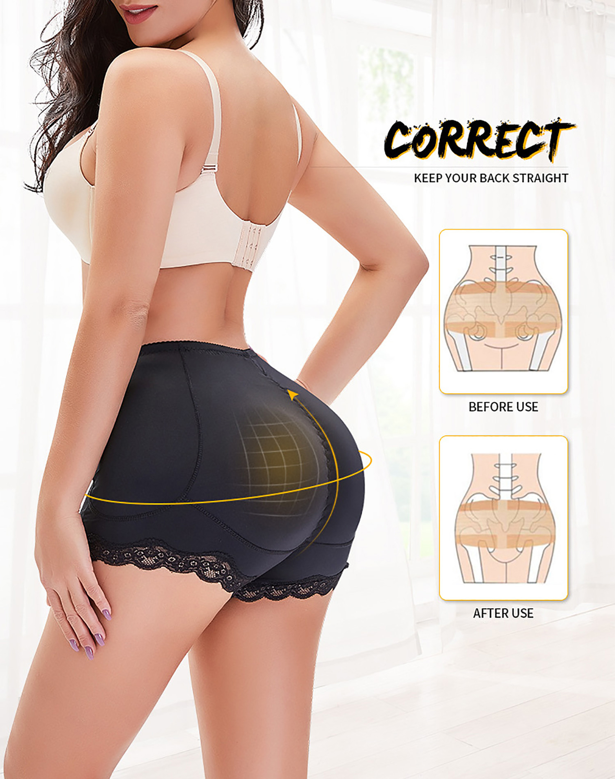 Womens Buttock Padded Enhancer Shaper Panties Underwear Hip FAKE ASS Butt Lifter
