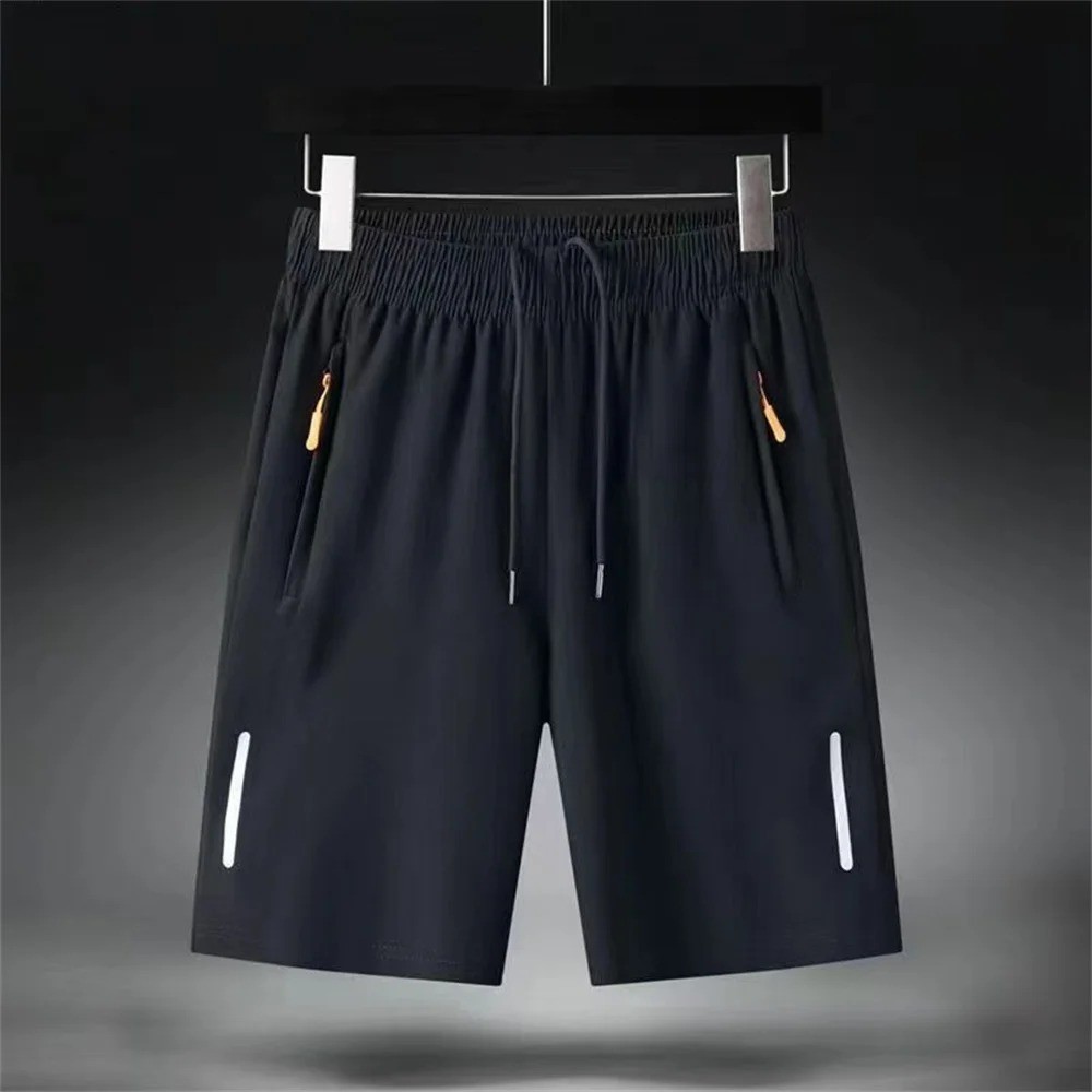 Men’s Ice Silk Summer Shorts Quick Dry Gym Sports Beach Casual Zipper Shorts