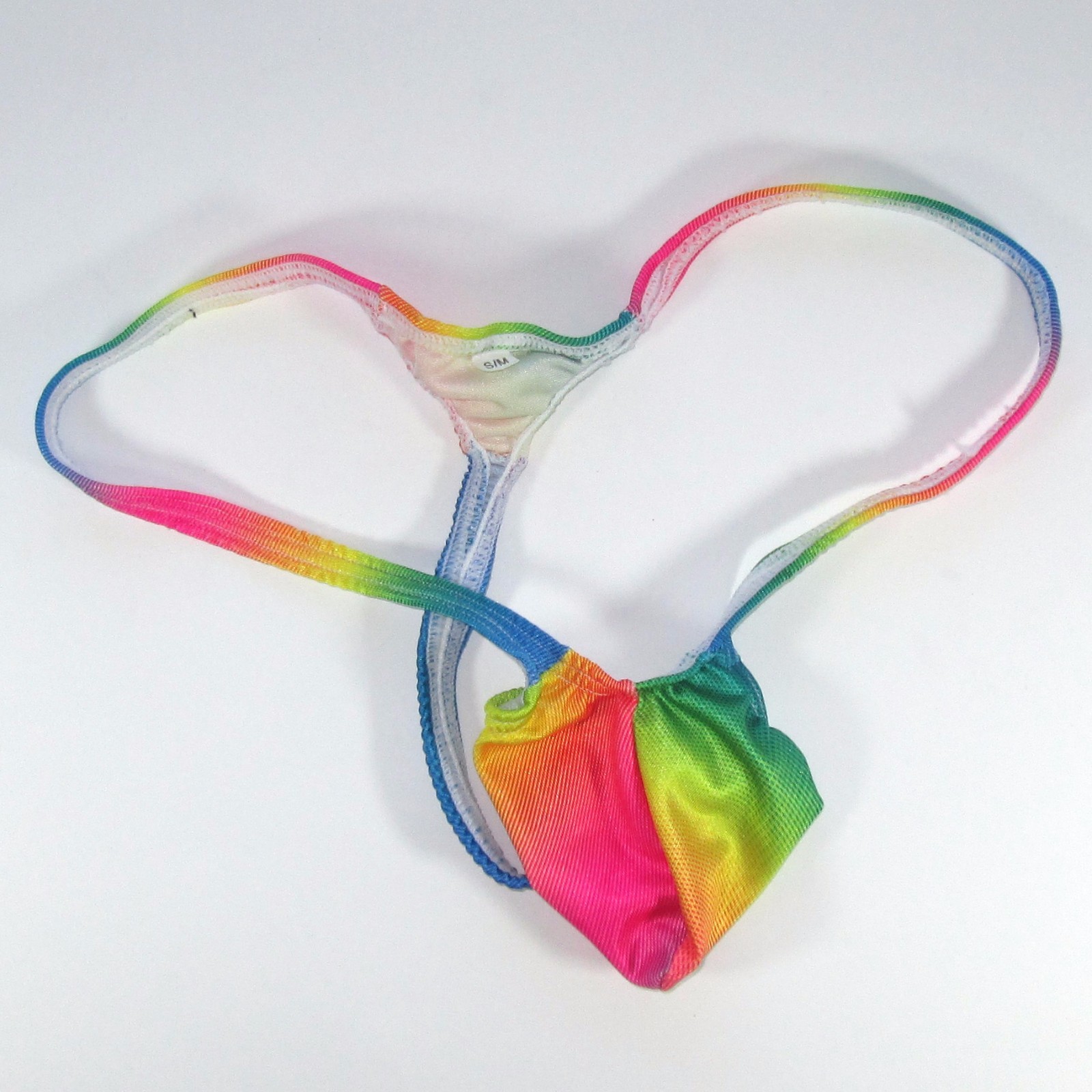 K403 P String Thong Grape Smugglers Contoured Pouch Rainbow Printed Swim fabric
