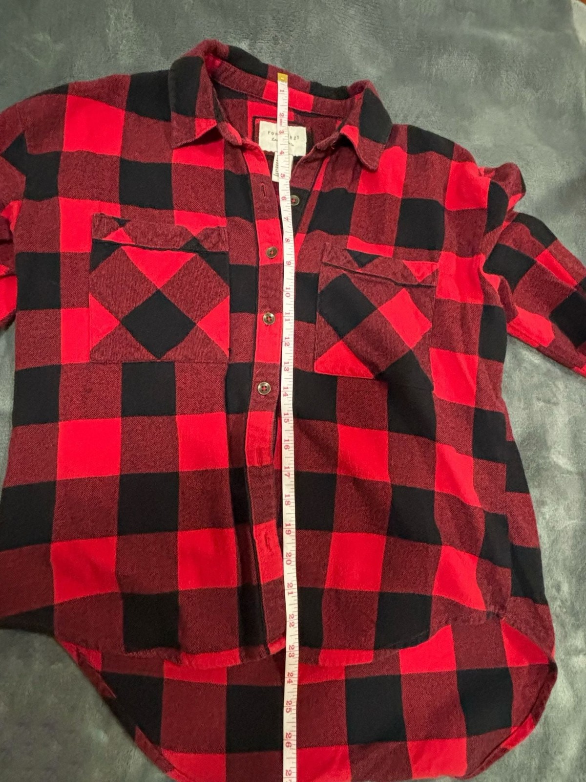Forever 21 Red and Black Buffalo Plaid Flannel Shirt Size M
